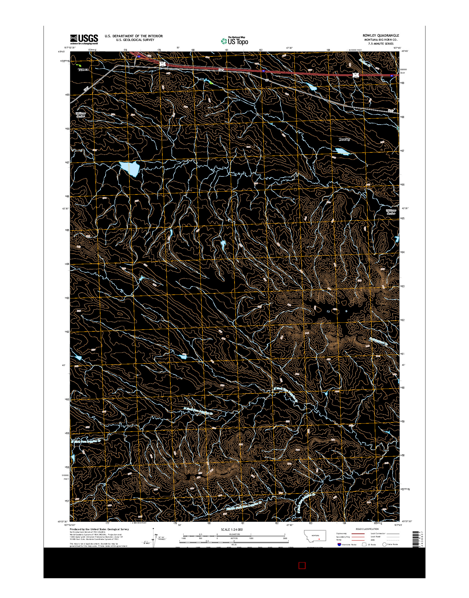USGS US TOPO 7.5-MINUTE MAP FOR ROWLEY, MT 2014