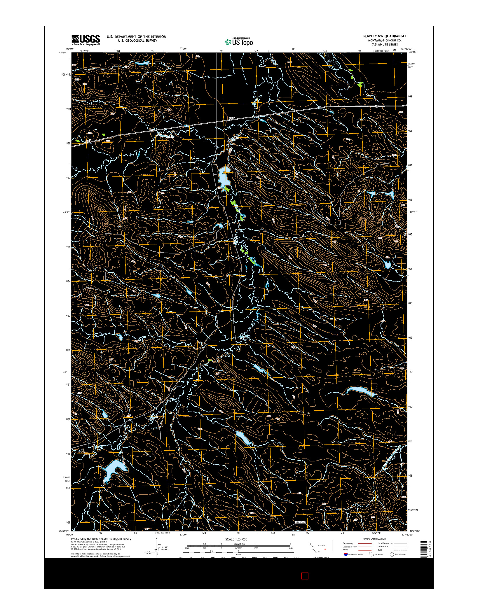 USGS US TOPO 7.5-MINUTE MAP FOR ROWLEY NW, MT 2014