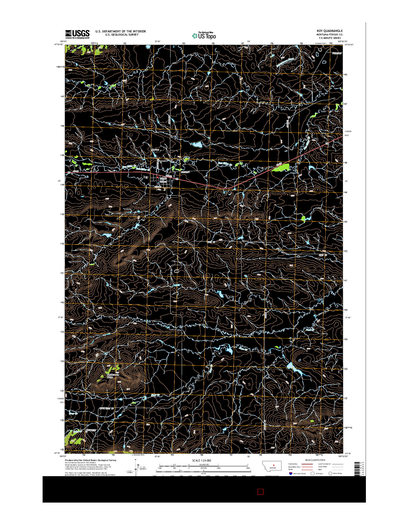 USGS US TOPO 7.5-MINUTE MAP FOR ROY, MT 2014