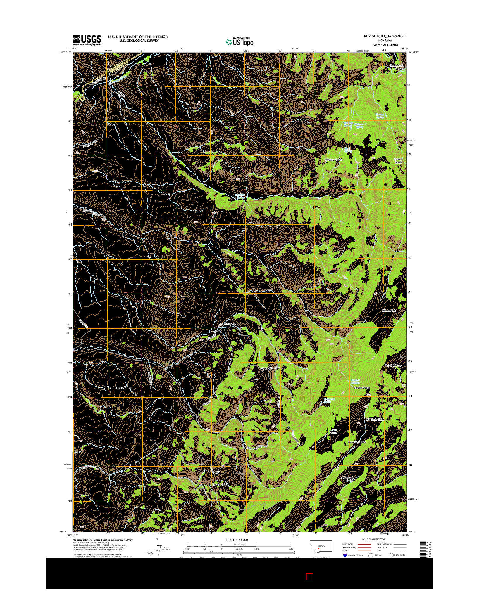 USGS US TOPO 7.5-MINUTE MAP FOR ROY GULCH, MT 2014