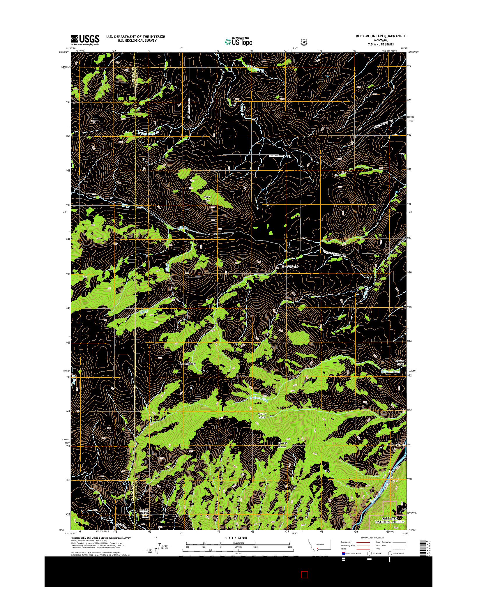 USGS US TOPO 7.5-MINUTE MAP FOR RUBY MOUNTAIN, MT 2014