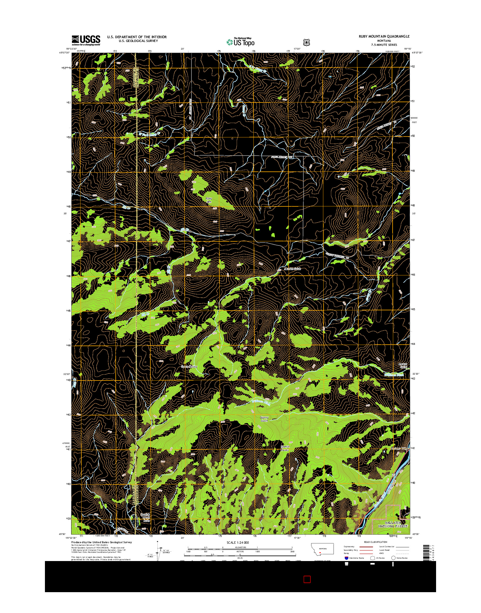 USGS US TOPO 7.5-MINUTE MAP FOR RUBY MOUNTAIN, MT 2014