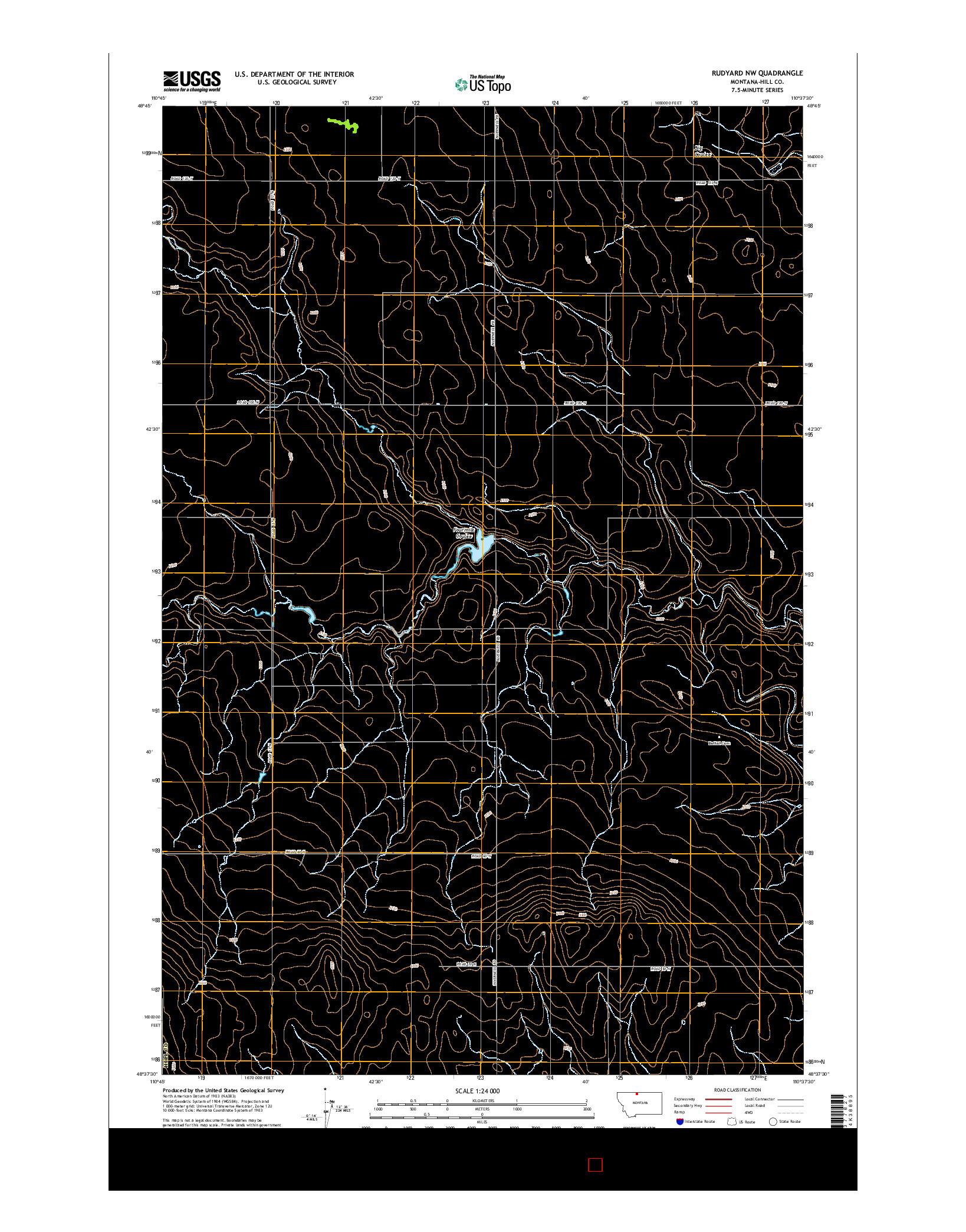 USGS US TOPO 7.5-MINUTE MAP FOR RUDYARD NW, MT 2014