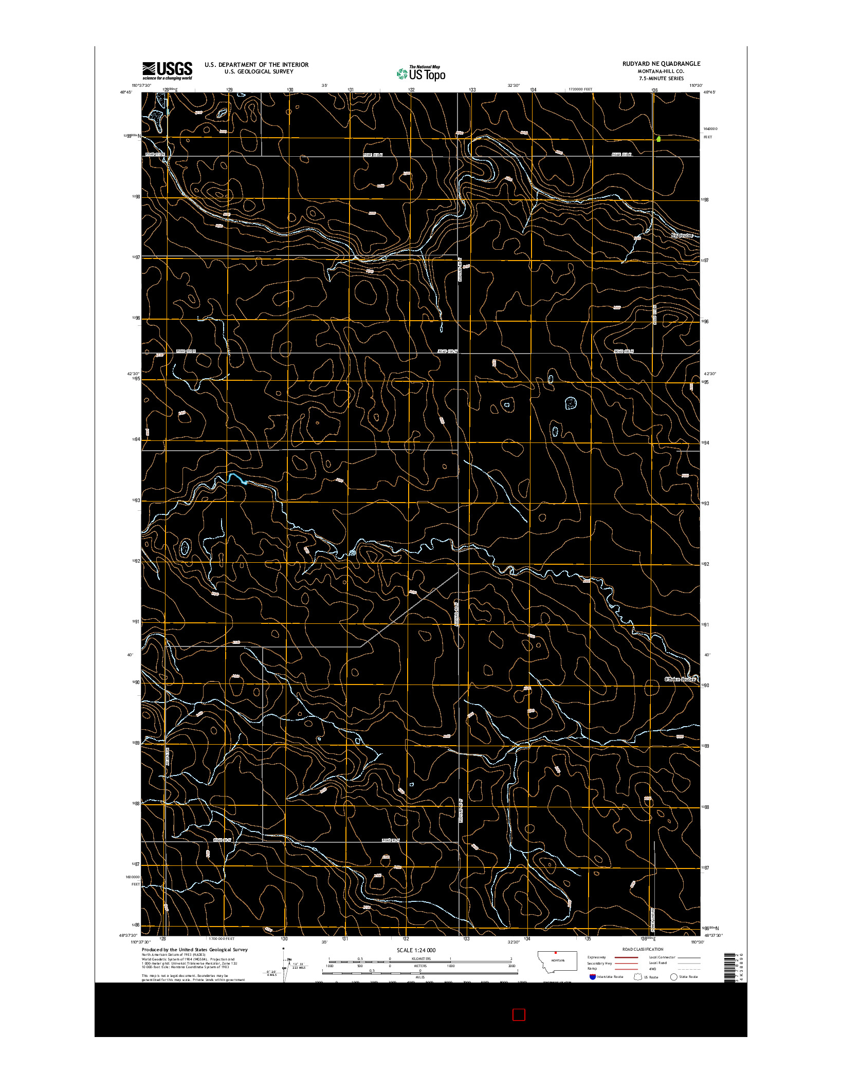 USGS US TOPO 7.5-MINUTE MAP FOR RUDYARD NE, MT 2014