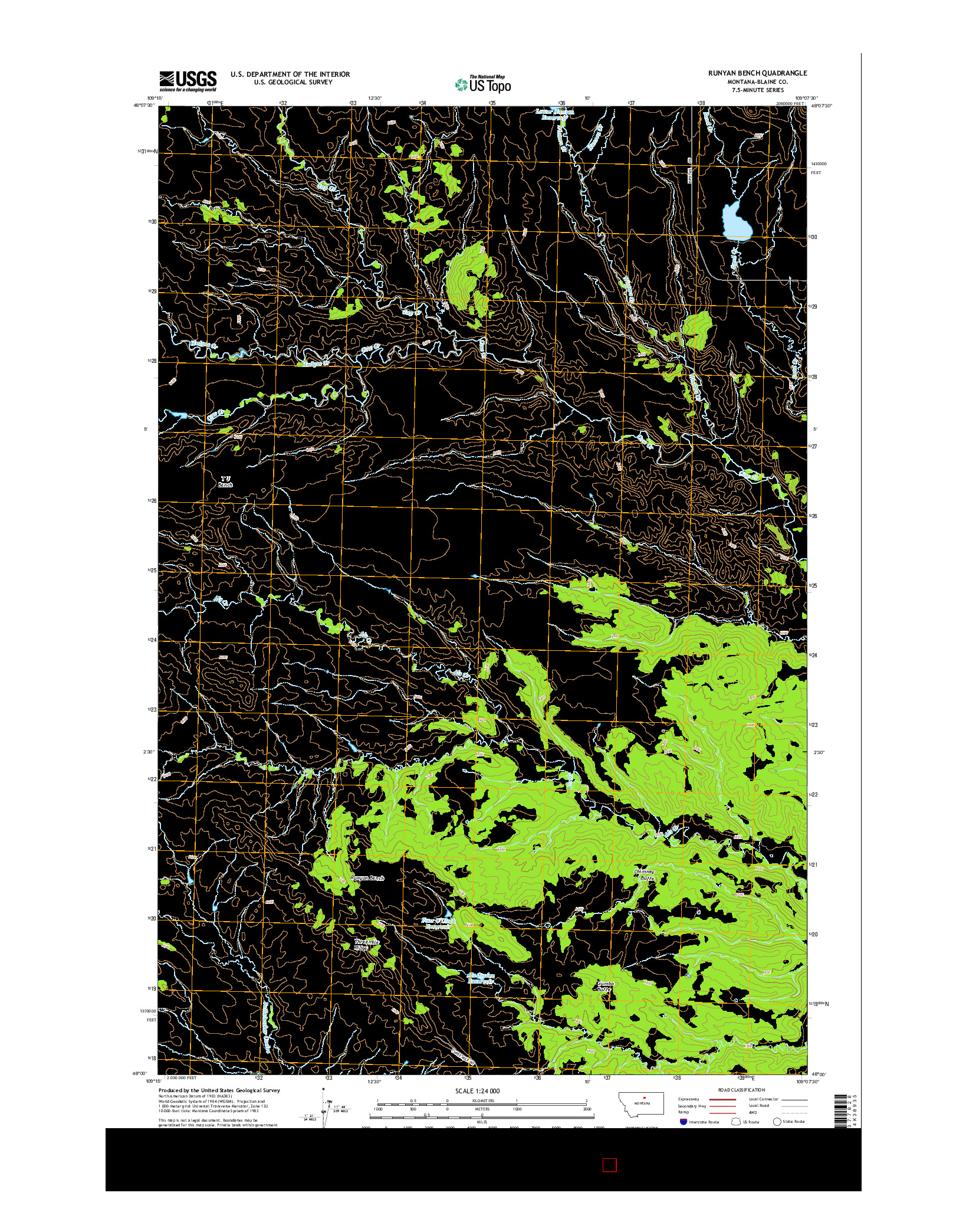 USGS US TOPO 7.5-MINUTE MAP FOR RUNYAN BENCH, MT 2014