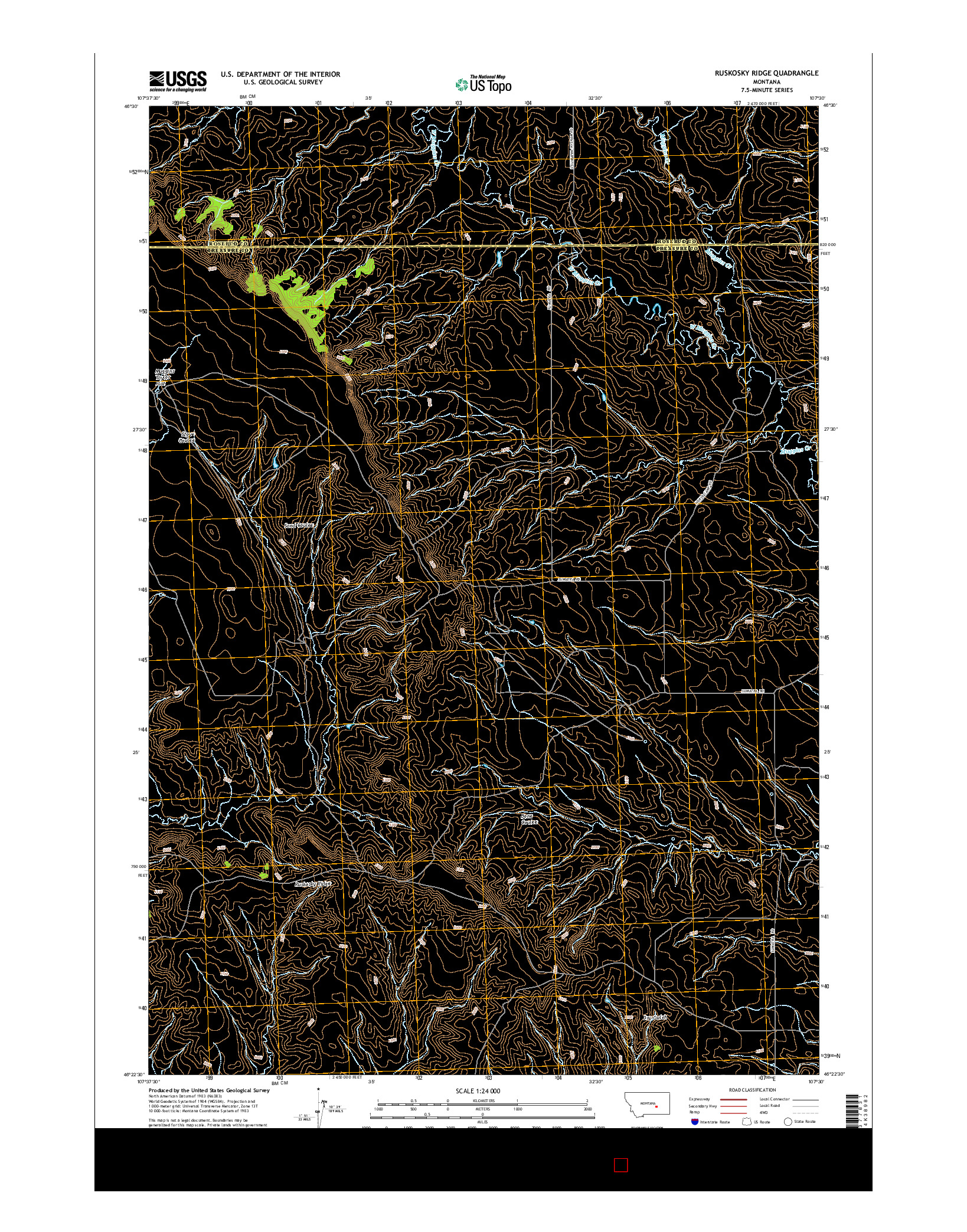 USGS US TOPO 7.5-MINUTE MAP FOR RUSKOSKY RIDGE, MT 2014