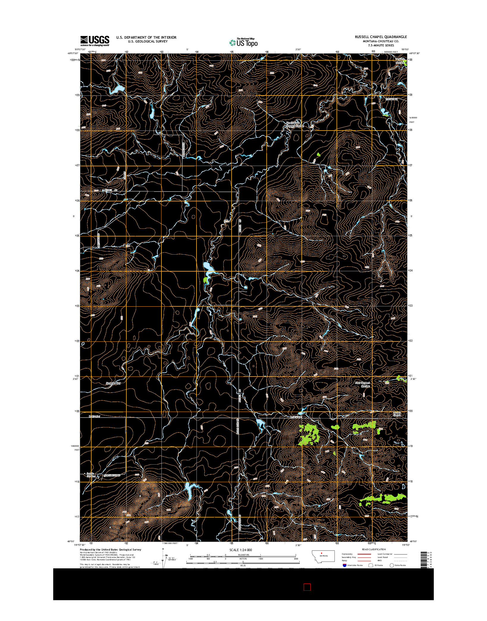 USGS US TOPO 7.5-MINUTE MAP FOR RUSSELL CHAPEL, MT 2014