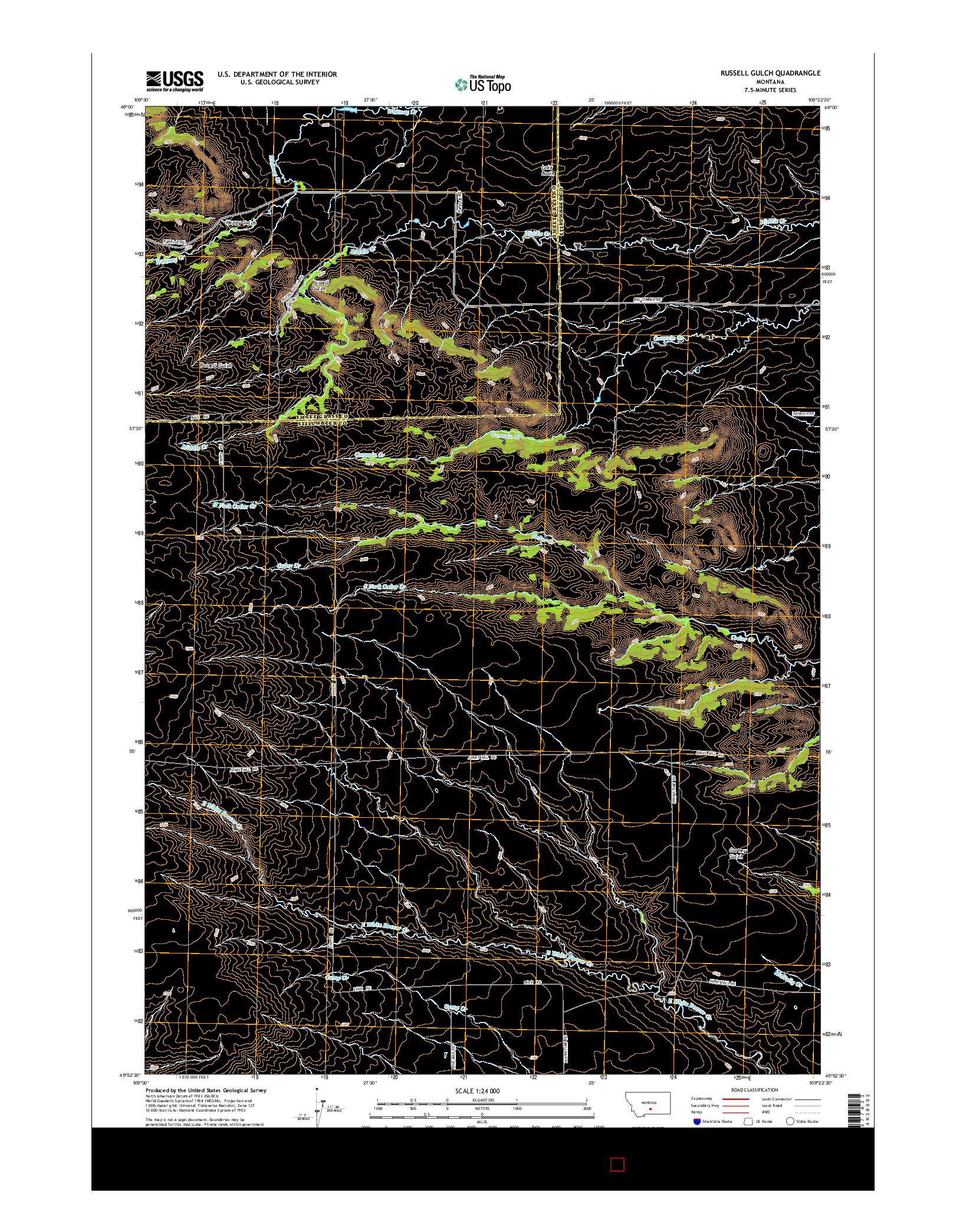 USGS US TOPO 7.5-MINUTE MAP FOR RUSSELL GULCH, MT 2014