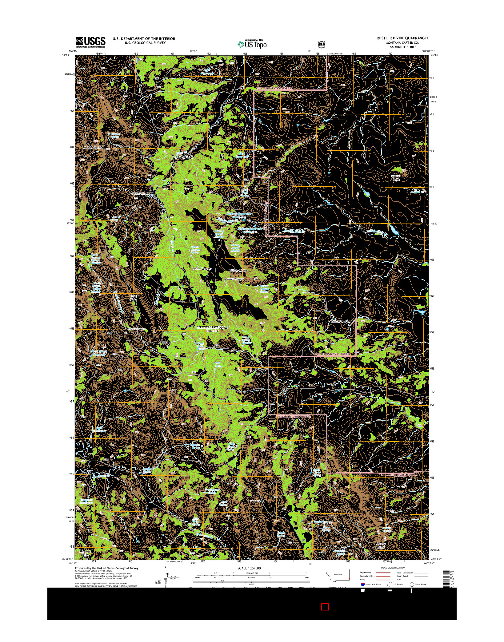 USGS US TOPO 7.5-MINUTE MAP FOR RUSTLER DIVIDE, MT 2014
