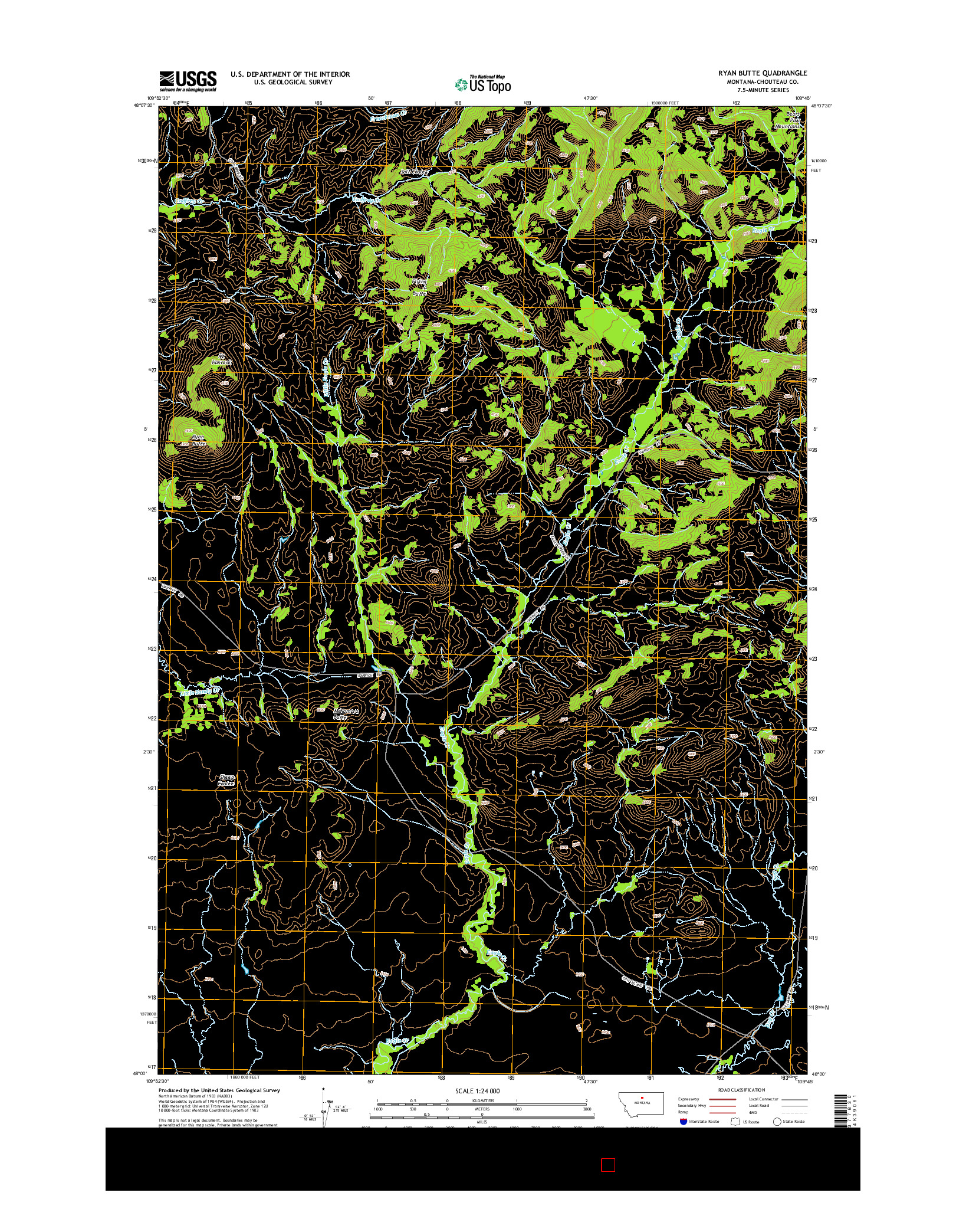 USGS US TOPO 7.5-MINUTE MAP FOR RYAN BUTTE, MT 2014