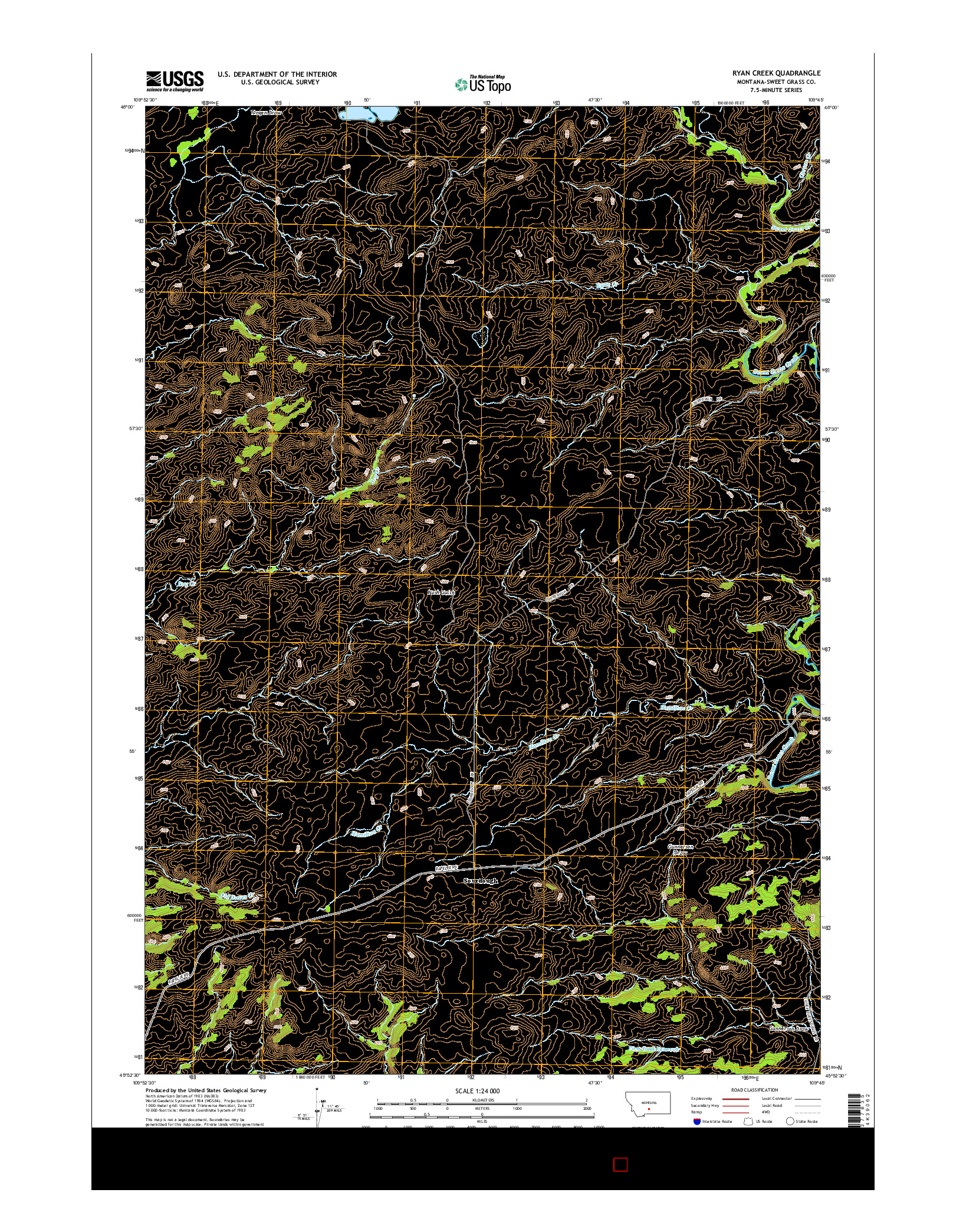 USGS US TOPO 7.5-MINUTE MAP FOR RYAN CREEK, MT 2014
