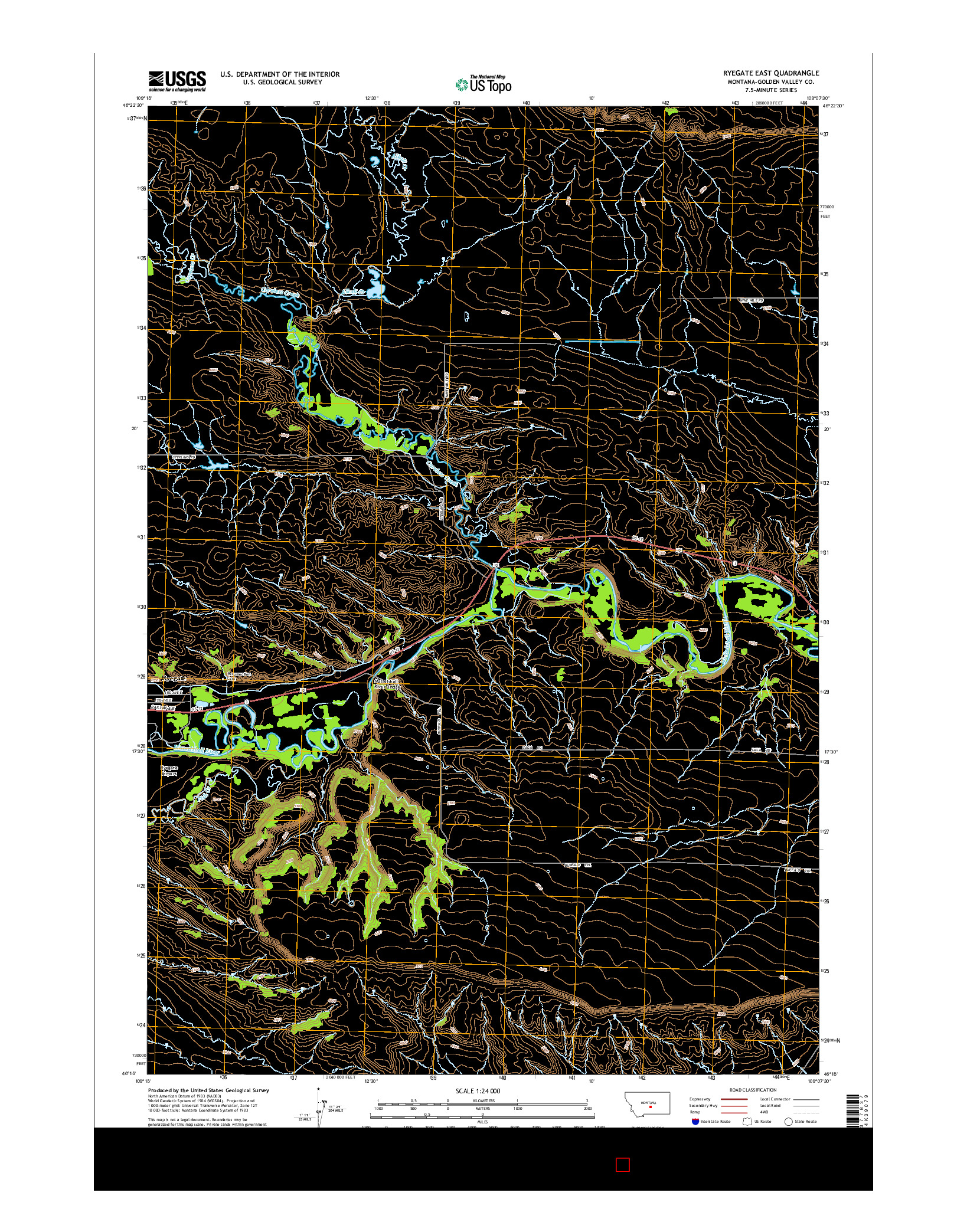 USGS US TOPO 7.5-MINUTE MAP FOR RYEGATE EAST, MT 2014