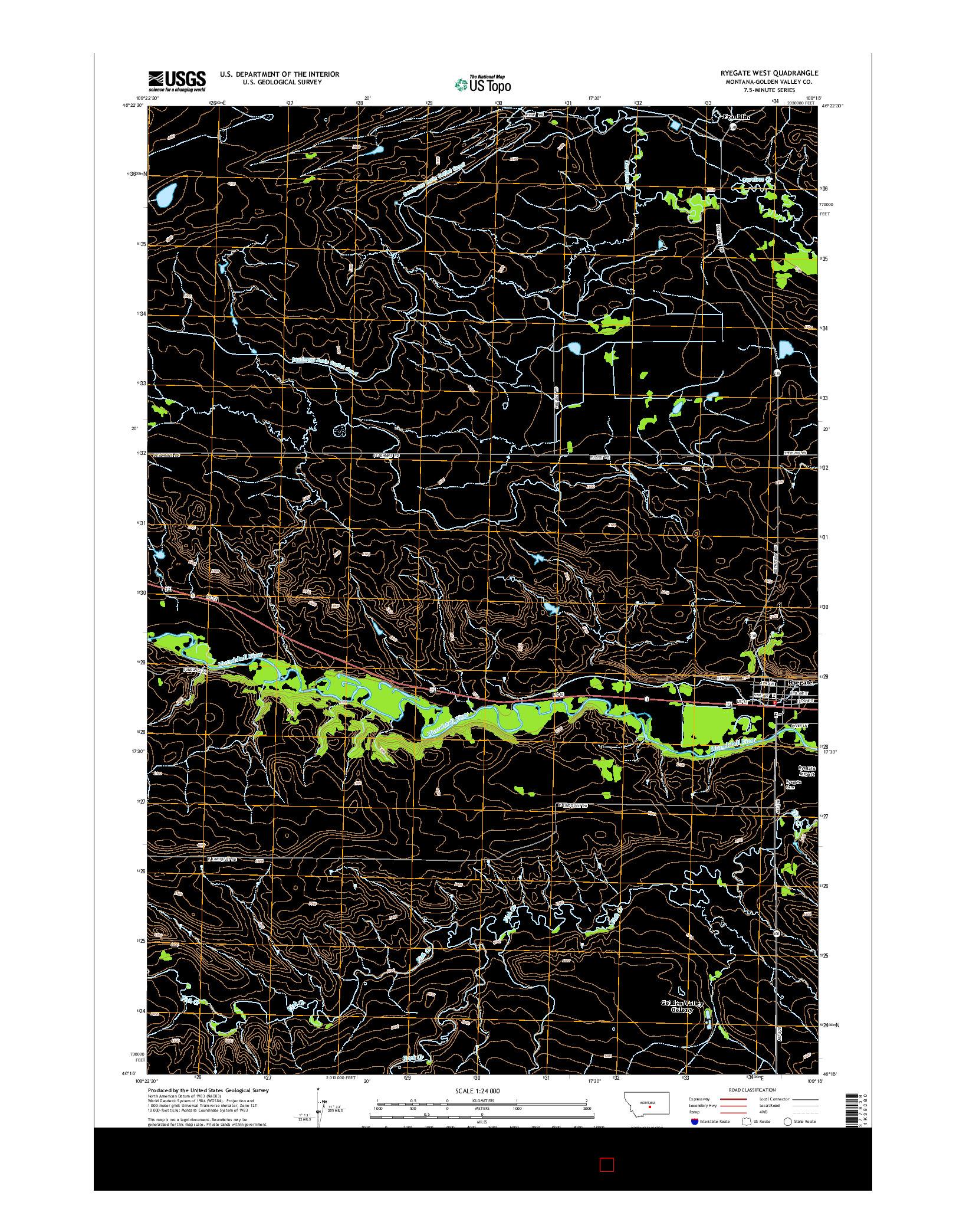 USGS US TOPO 7.5-MINUTE MAP FOR RYEGATE WEST, MT 2014