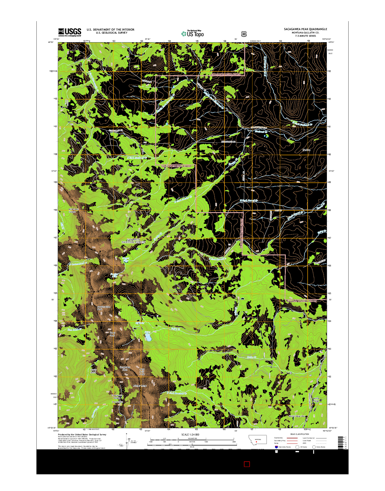USGS US TOPO 7.5-MINUTE MAP FOR SACAGAWEA PEAK, MT 2014