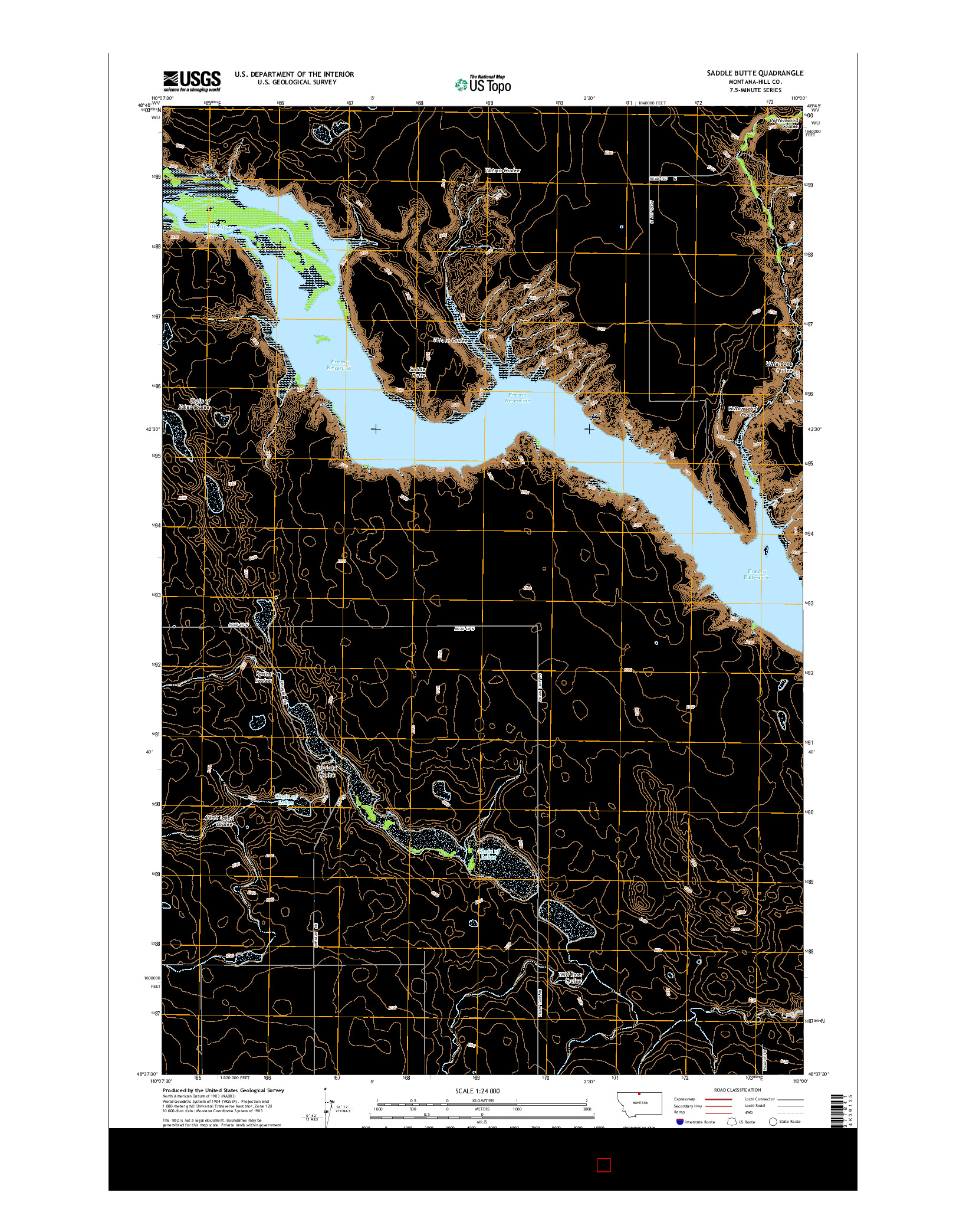 USGS US TOPO 7.5-MINUTE MAP FOR SADDLE BUTTE, MT 2014