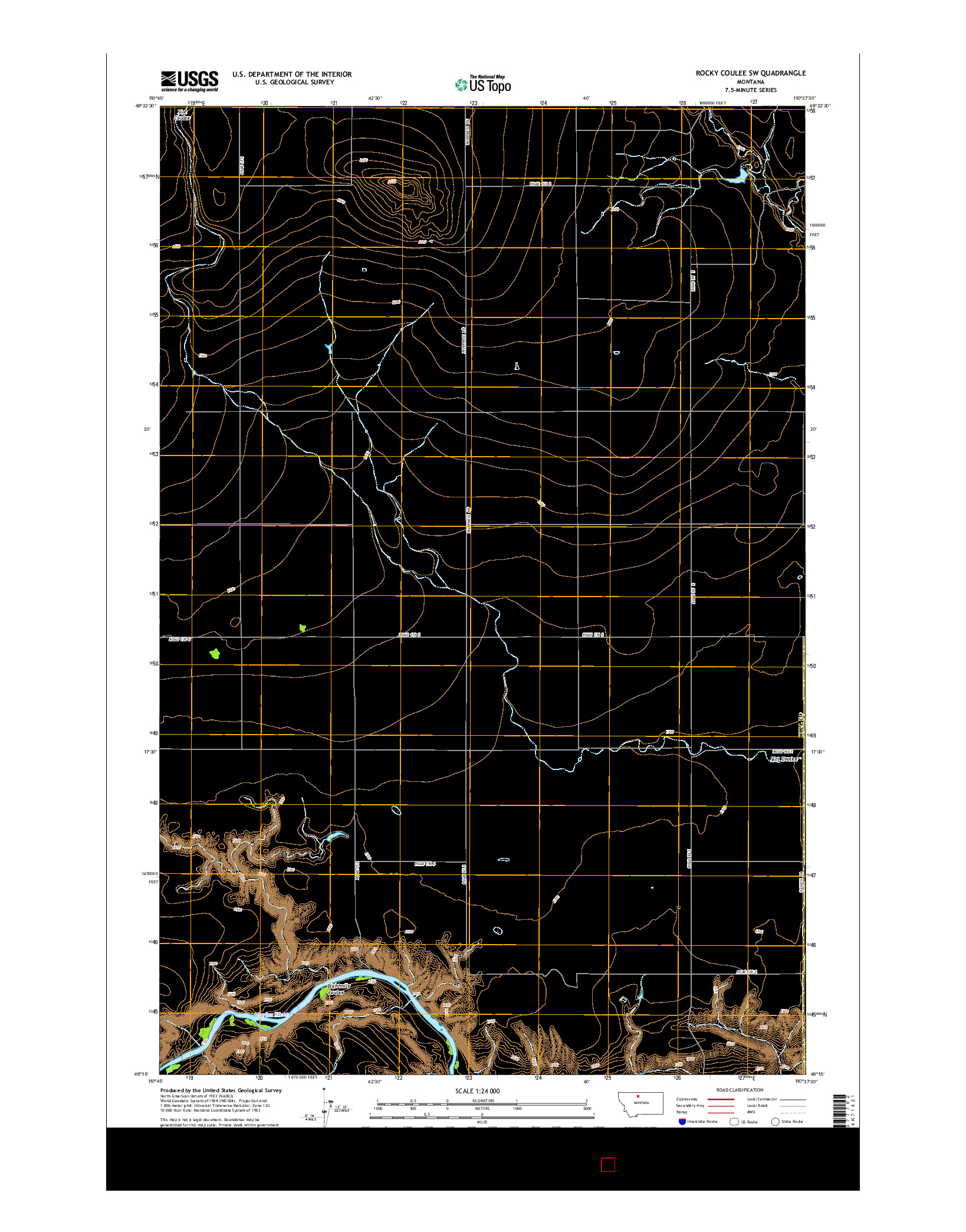 USGS US TOPO 7.5-MINUTE MAP FOR ROCKY COULEE SW, MT 2014
