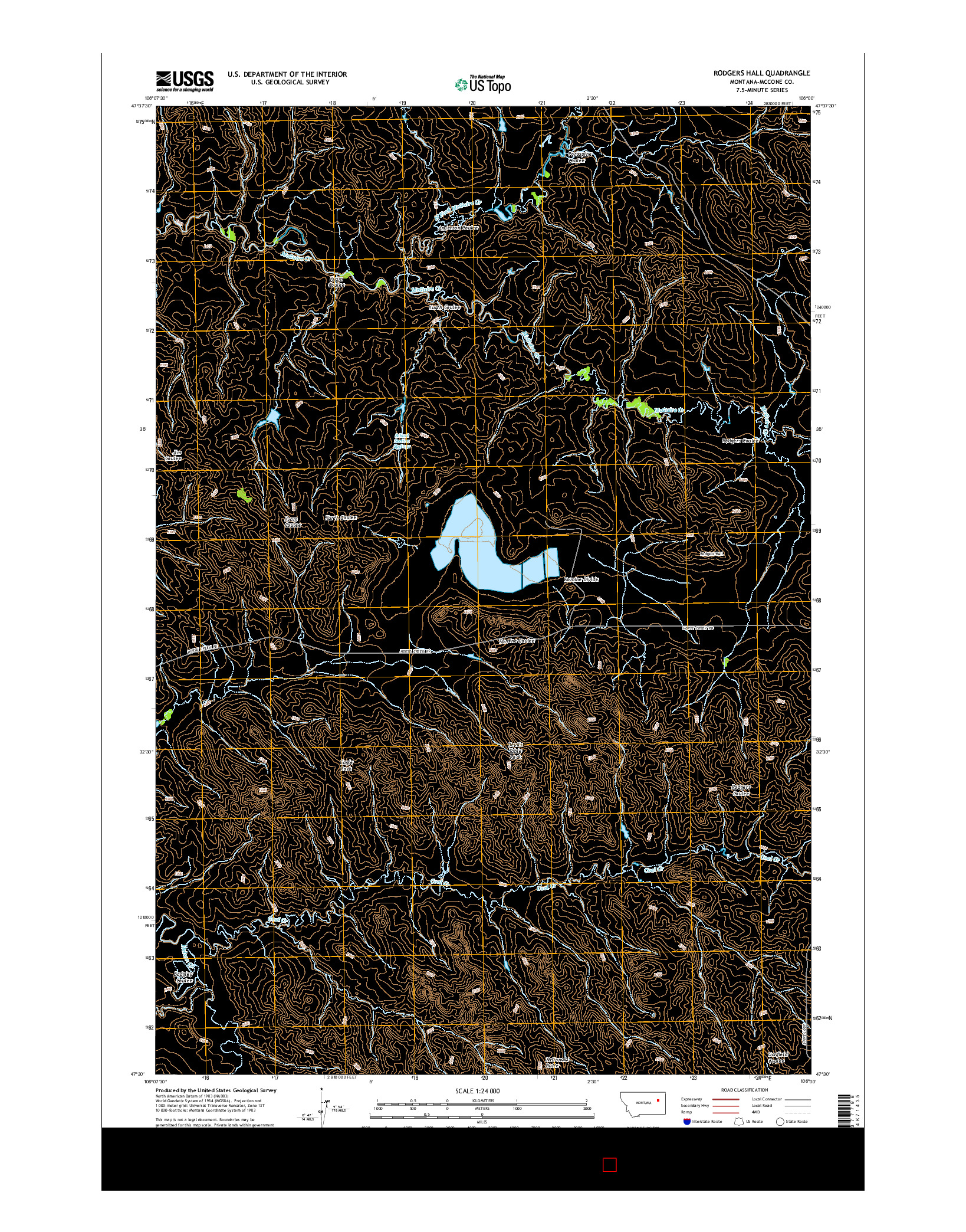 USGS US TOPO 7.5-MINUTE MAP FOR RODGERS HALL, MT 2014