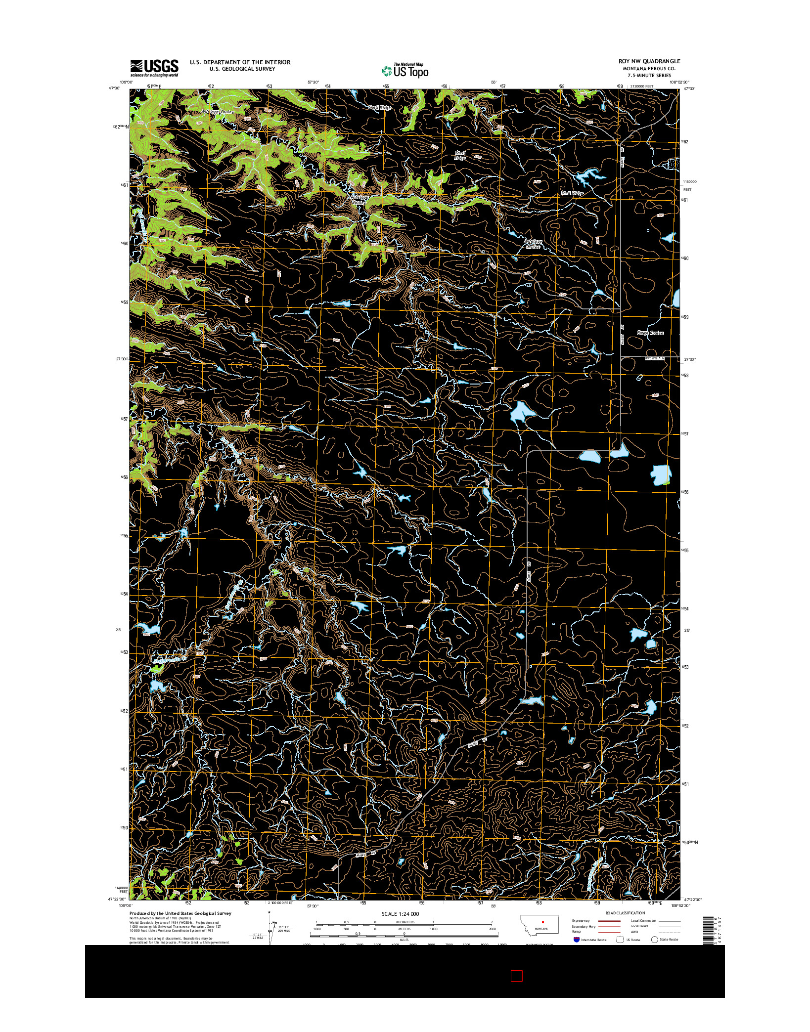 USGS US TOPO 7.5-MINUTE MAP FOR ROY NW, MT 2014