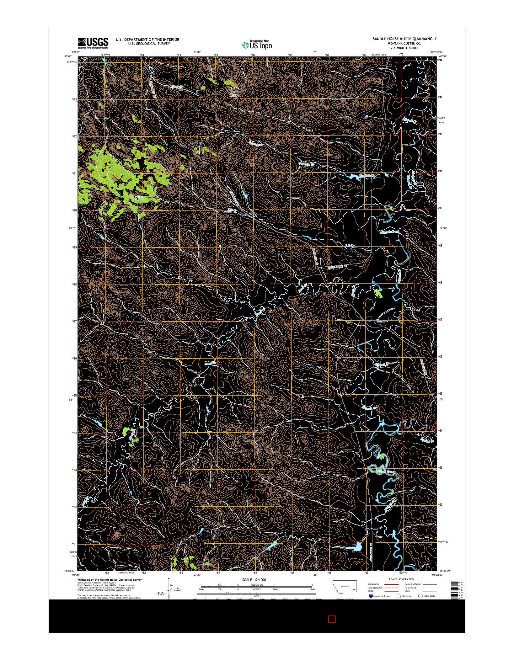 USGS US TOPO 7.5-MINUTE MAP FOR SADDLE HORSE BUTTE, MT 2014