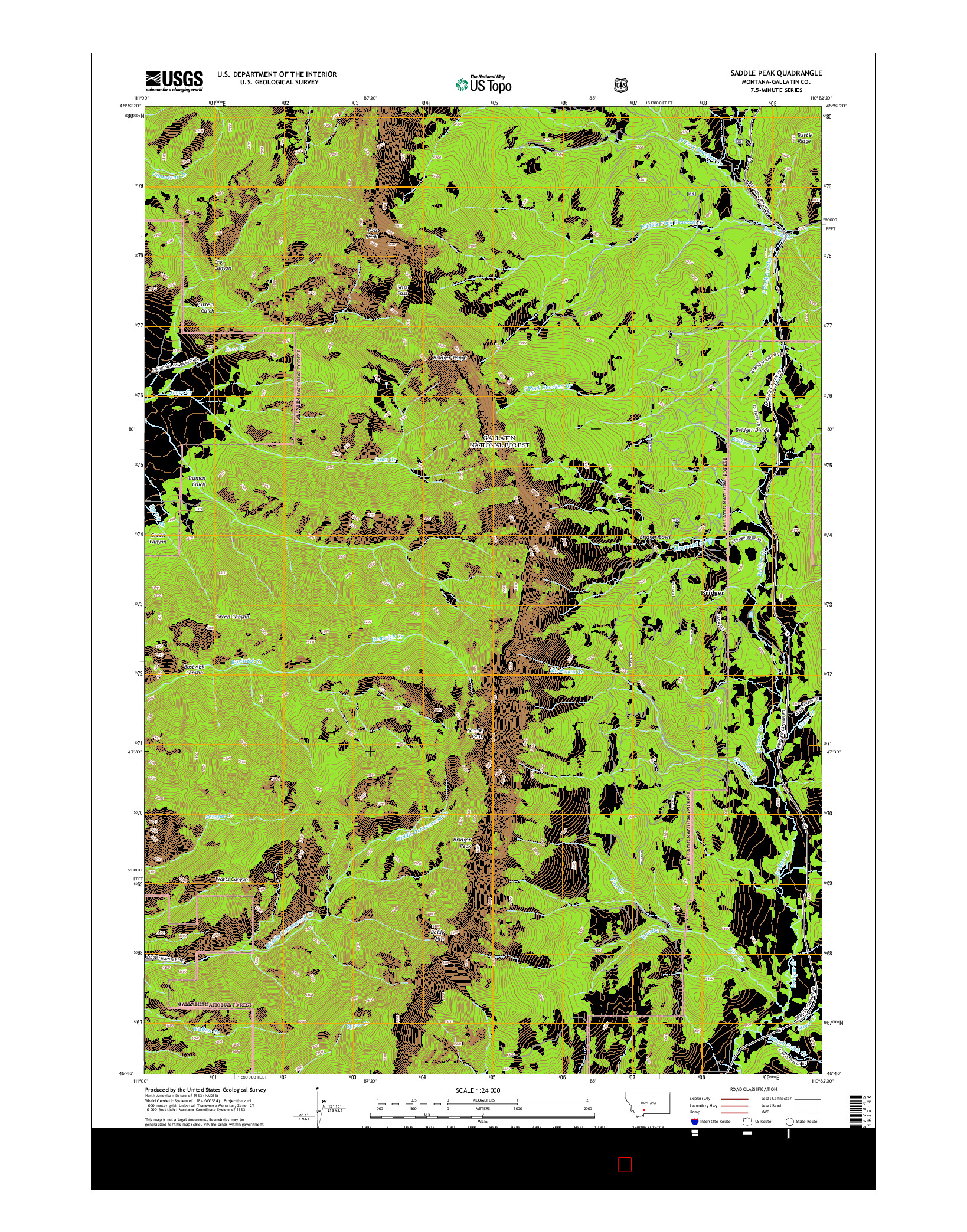 USGS US TOPO 7.5-MINUTE MAP FOR SADDLE PEAK, MT 2014
