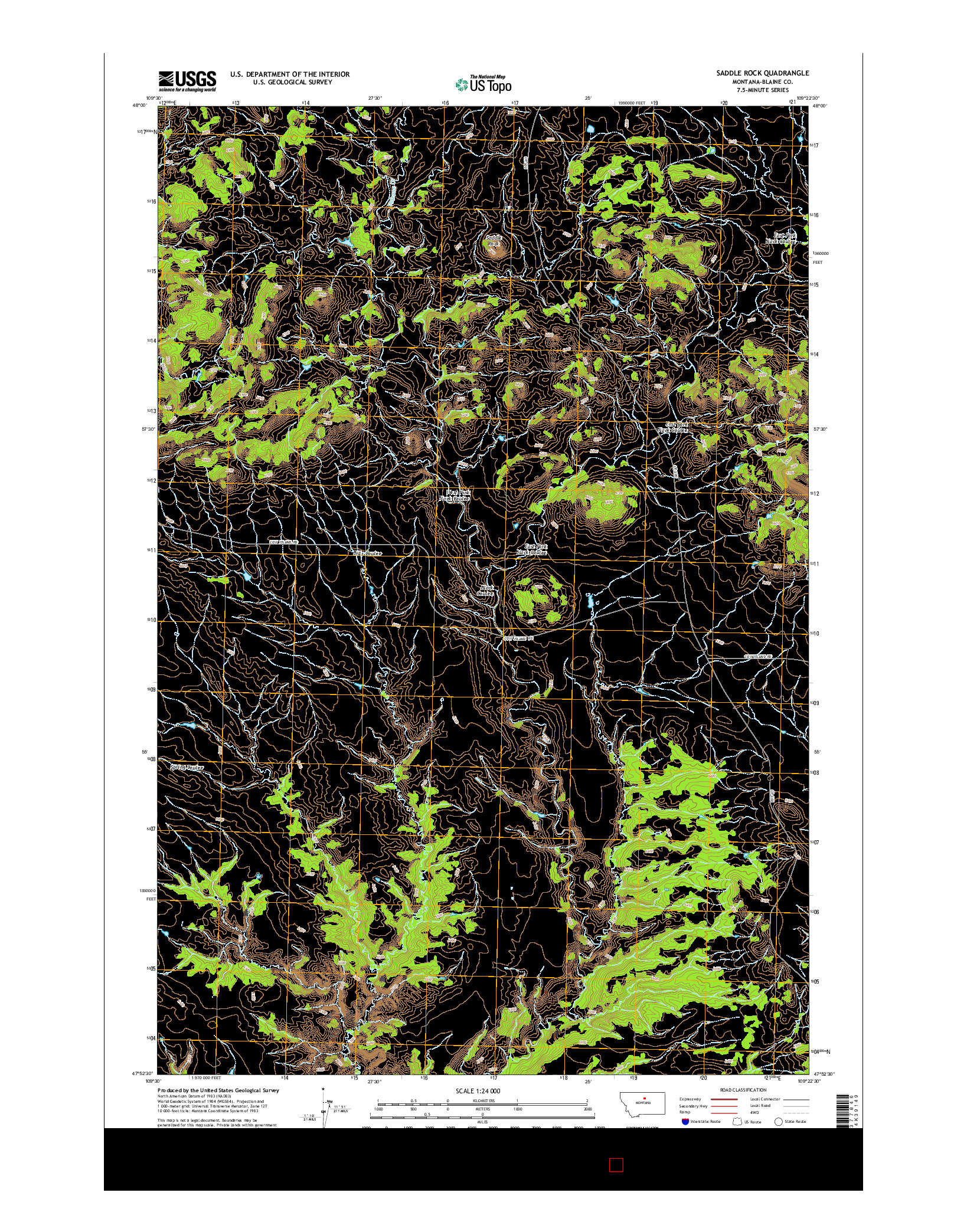 USGS US TOPO 7.5-MINUTE MAP FOR SADDLE ROCK, MT 2014