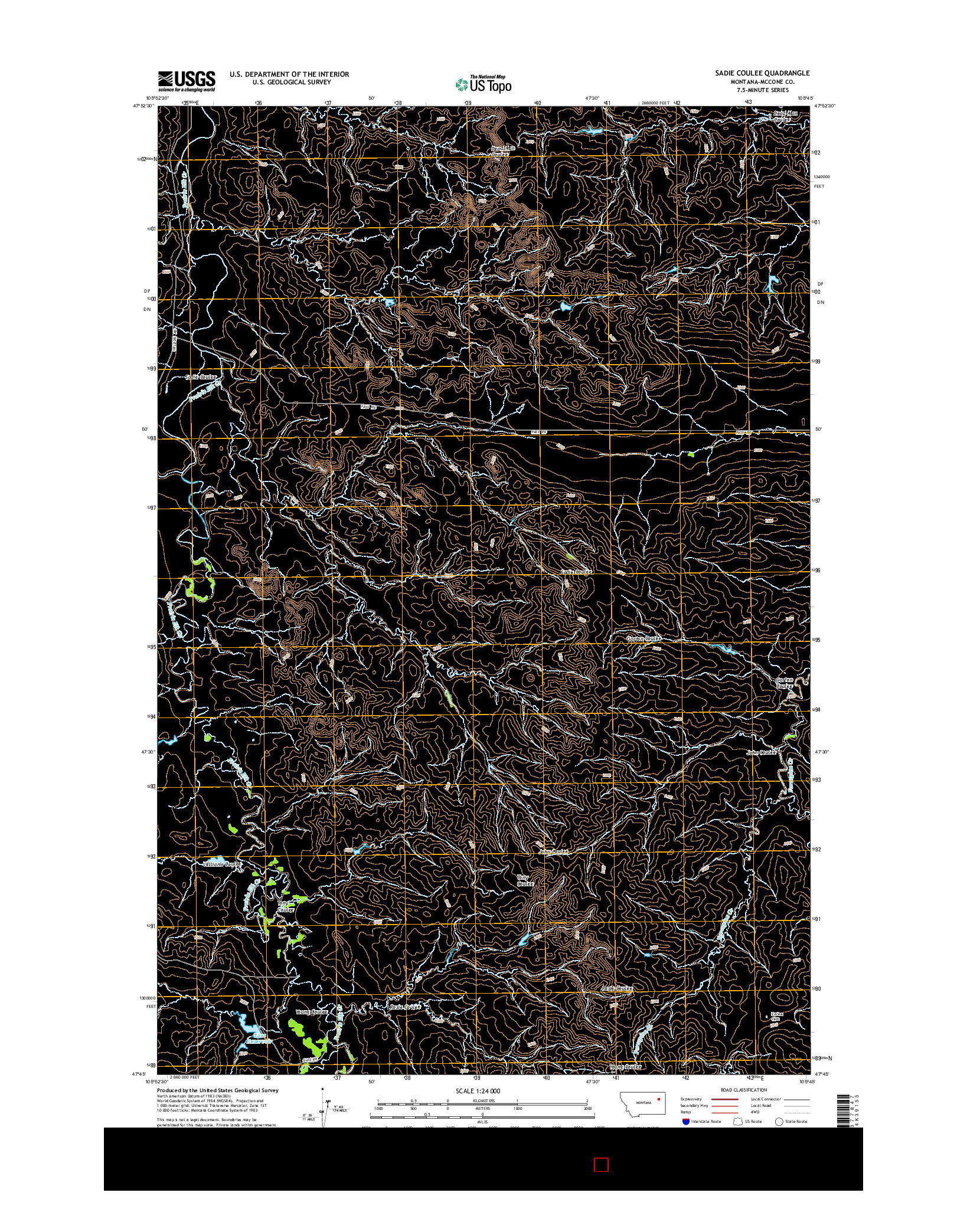 USGS US TOPO 7.5-MINUTE MAP FOR SADIE COULEE, MT 2014
