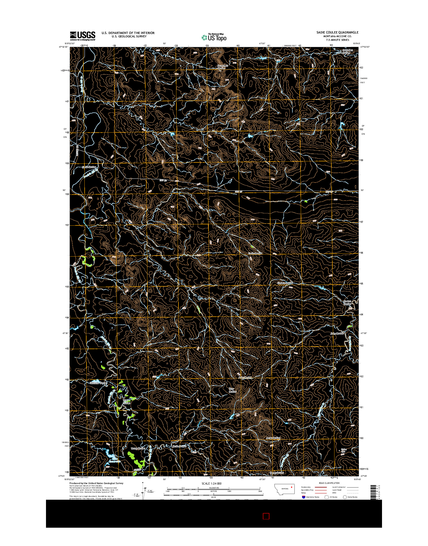 USGS US TOPO 7.5-MINUTE MAP FOR SADIE COULEE, MT 2014