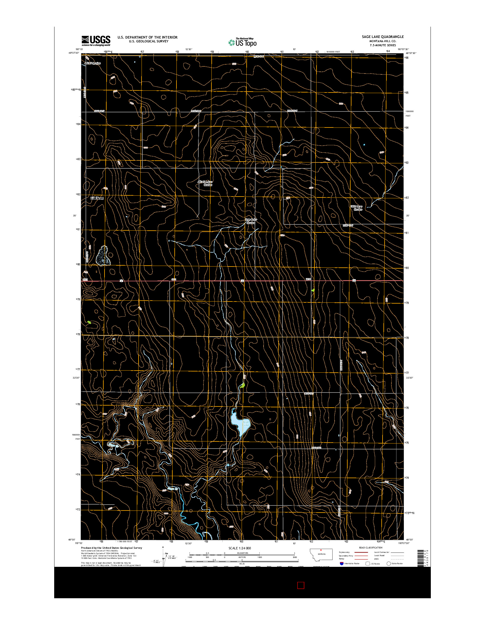 USGS US TOPO 7.5-MINUTE MAP FOR SAGE LAKE, MT 2014