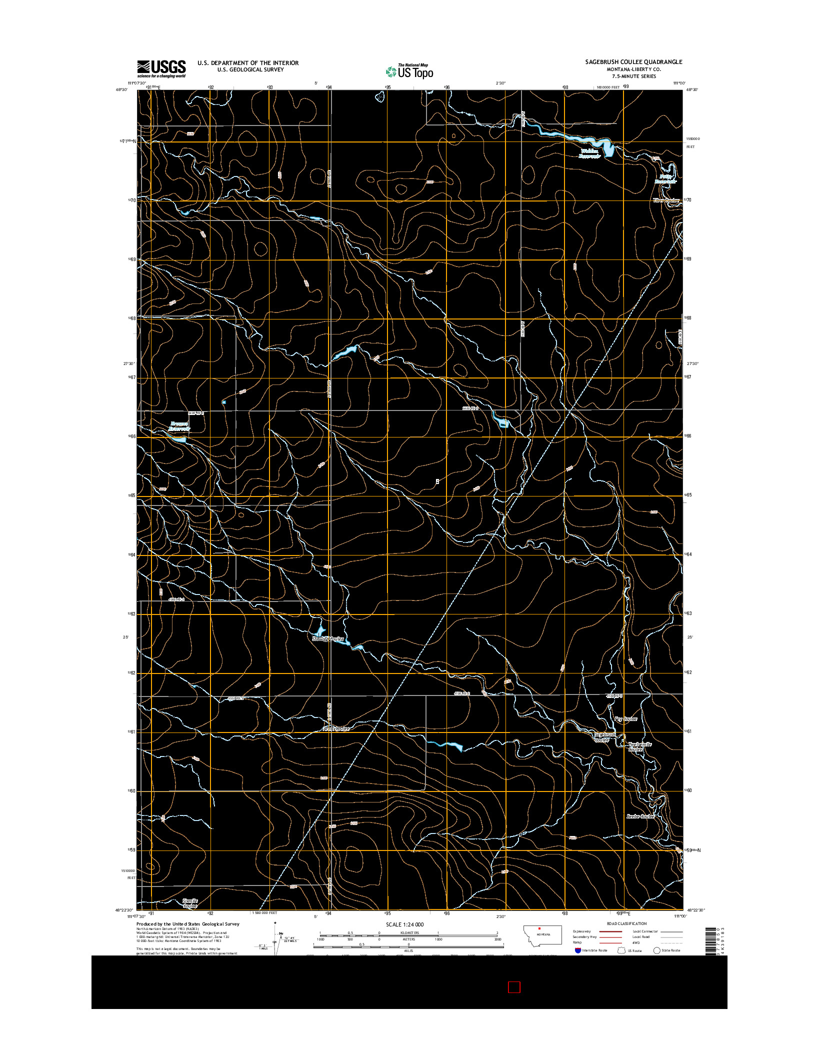 USGS US TOPO 7.5-MINUTE MAP FOR SAGEBRUSH COULEE, MT 2014