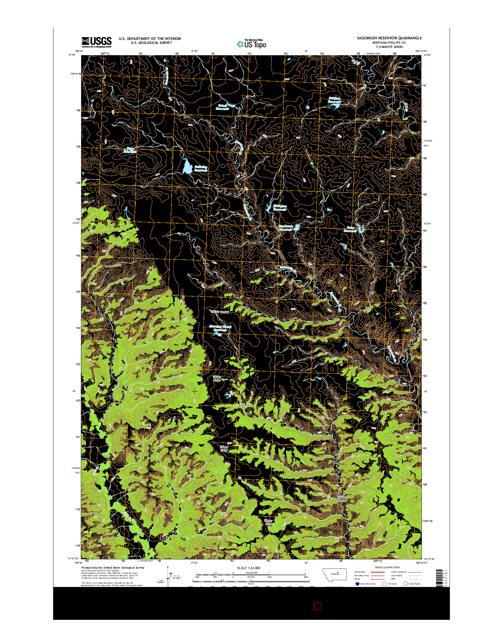USGS US TOPO 7.5-MINUTE MAP FOR SAGEBRUSH RESERVOIR, MT 2014