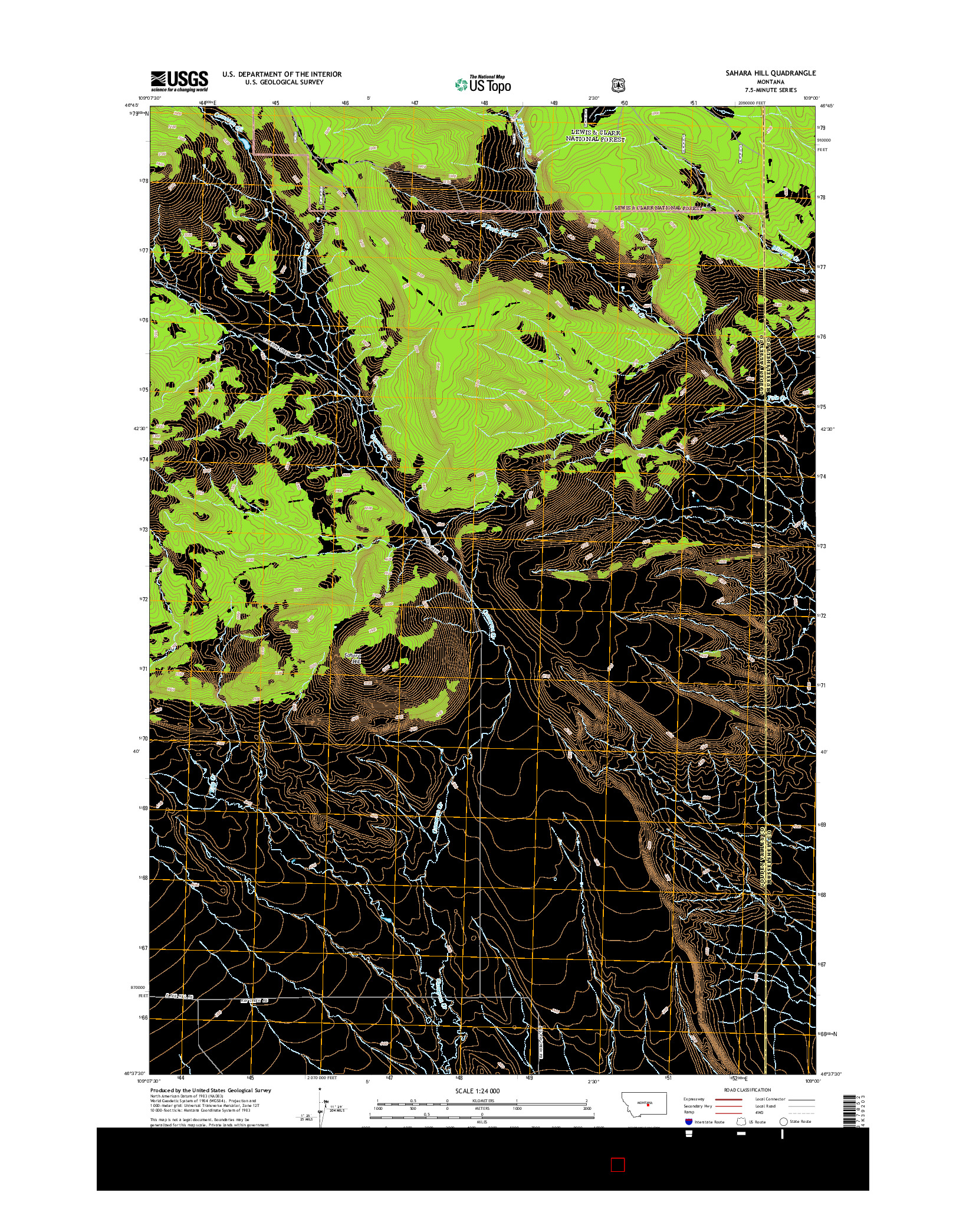 USGS US TOPO 7.5-MINUTE MAP FOR SAHARA HILL, MT 2014