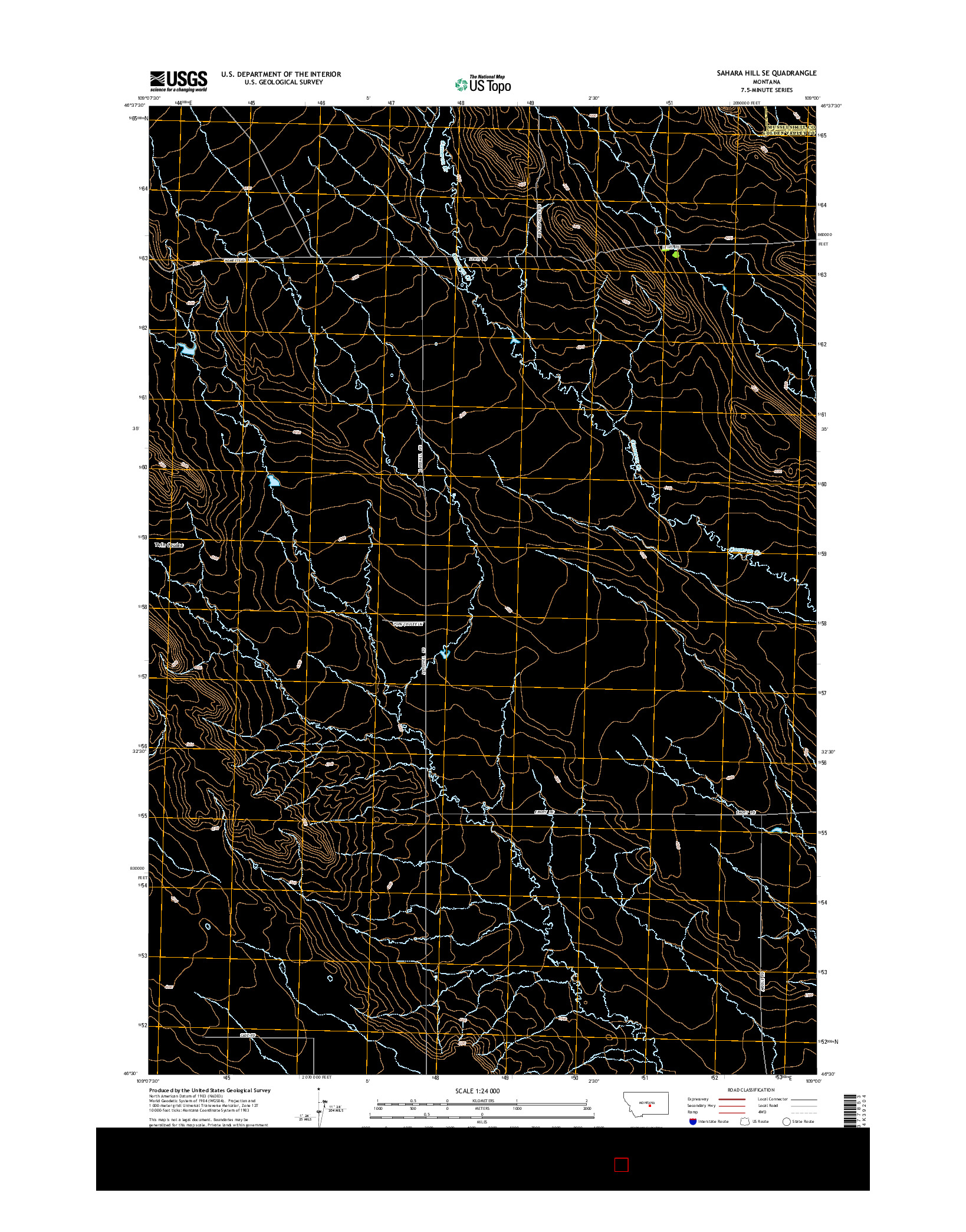 USGS US TOPO 7.5-MINUTE MAP FOR SAHARA HILL SE, MT 2014