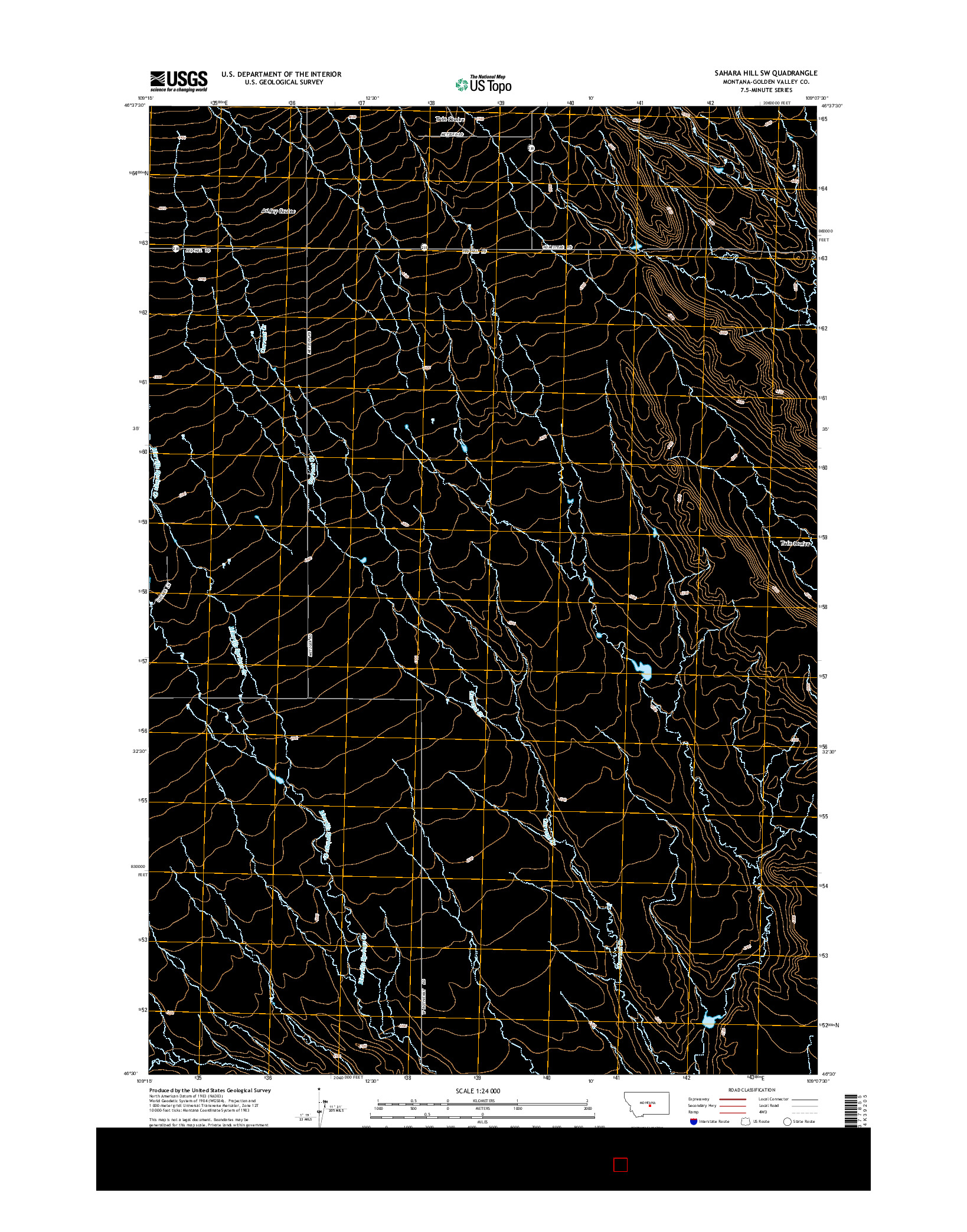 USGS US TOPO 7.5-MINUTE MAP FOR SAHARA HILL SW, MT 2014