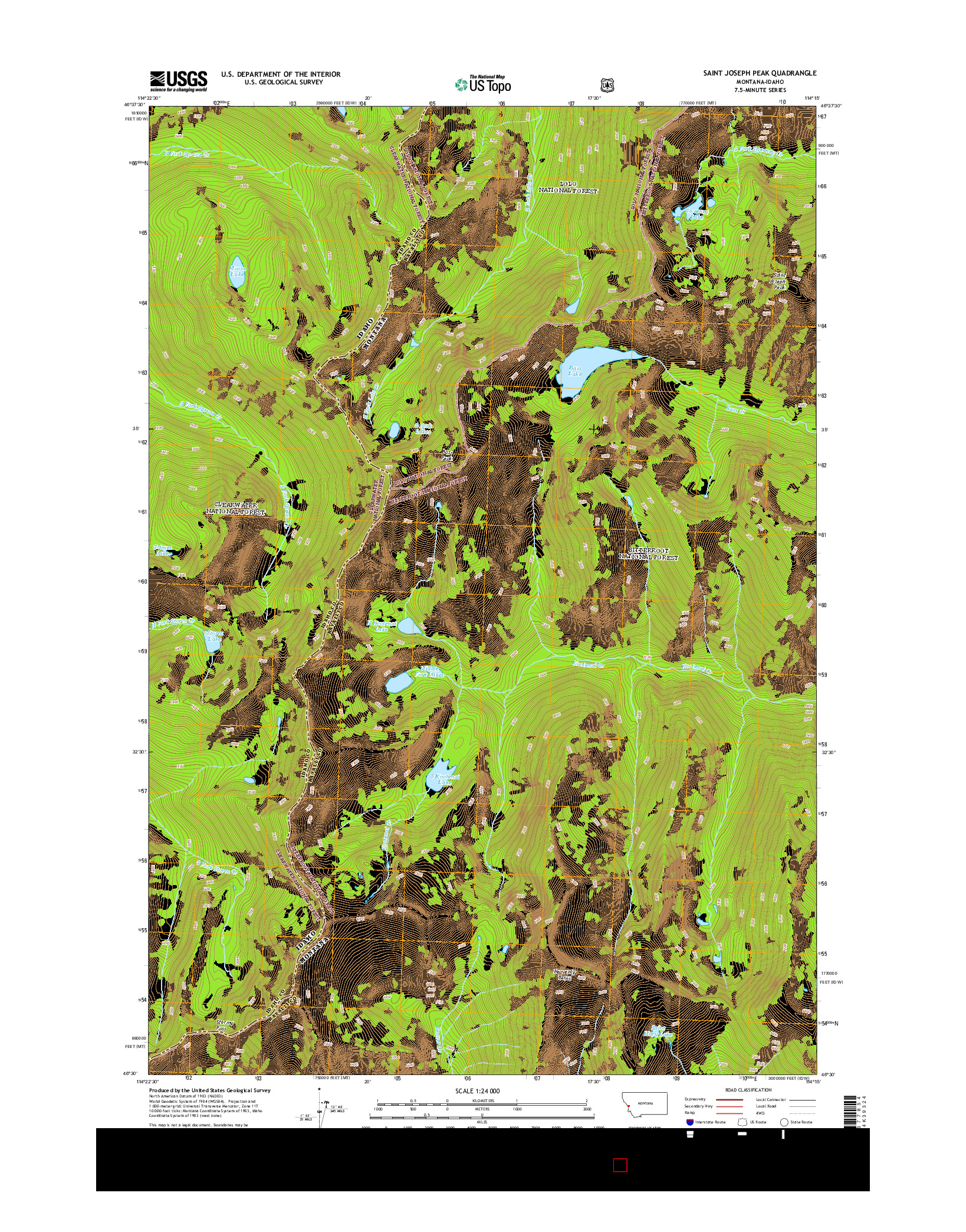 USGS US TOPO 7.5-MINUTE MAP FOR SAINT JOSEPH PEAK, MT-ID 2014