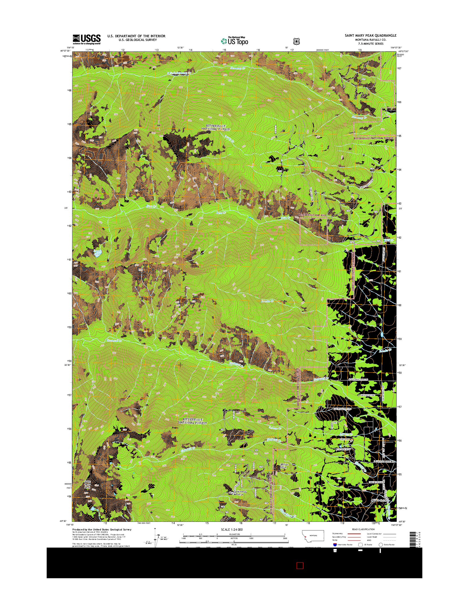 USGS US TOPO 7.5-MINUTE MAP FOR SAINT MARY PEAK, MT 2014