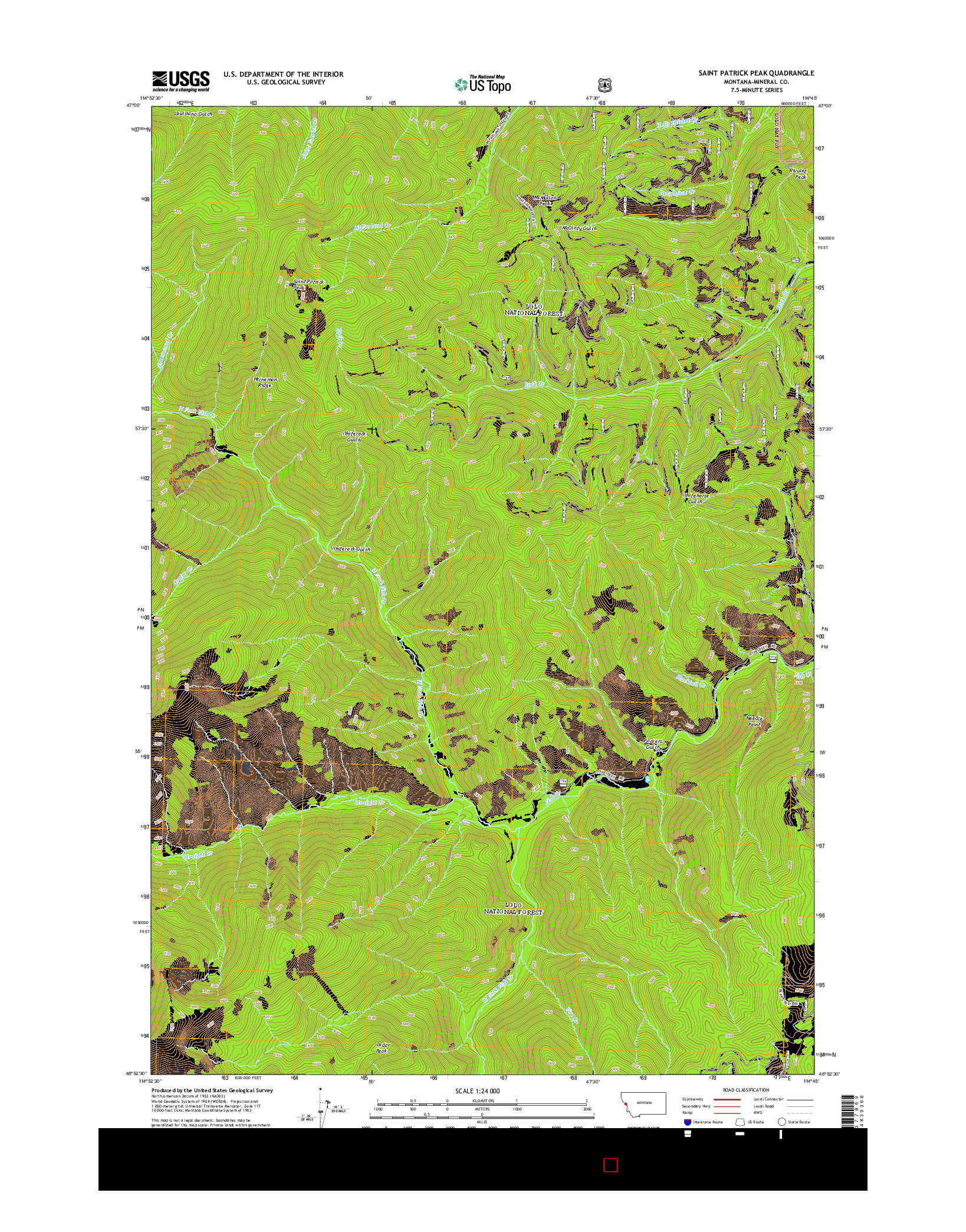 USGS US TOPO 7.5-MINUTE MAP FOR SAINT PATRICK PEAK, MT 2014