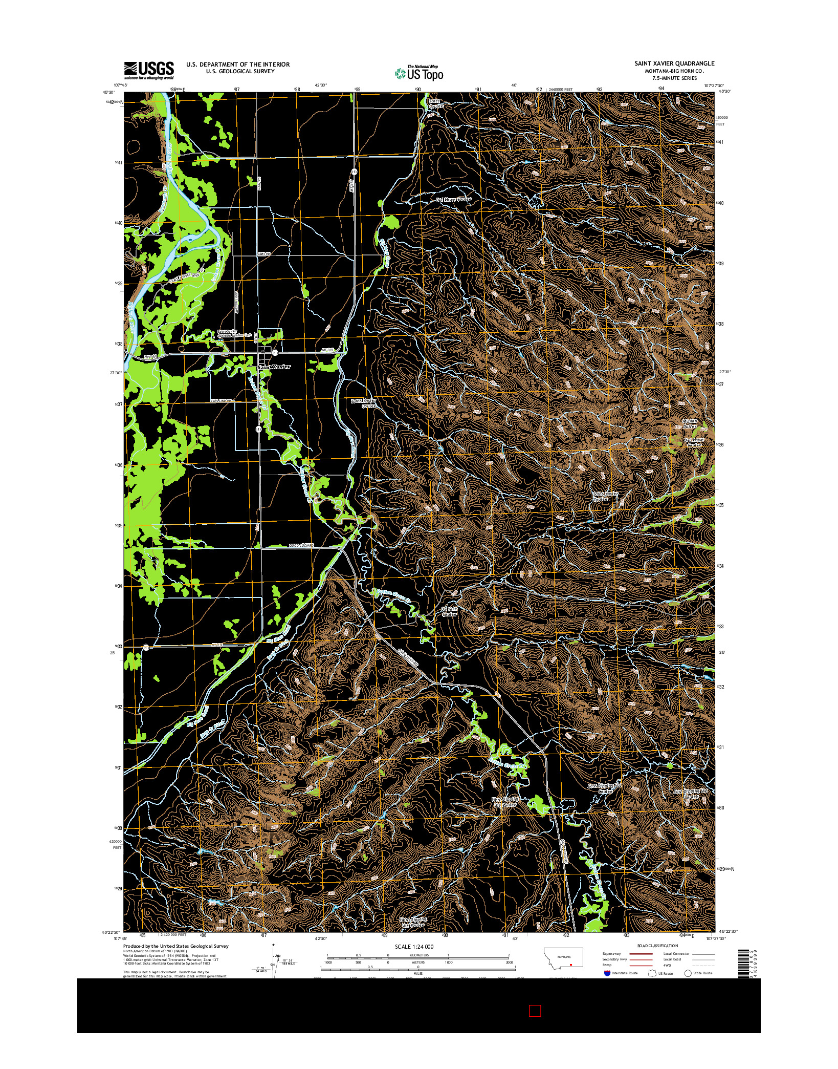 USGS US TOPO 7.5-MINUTE MAP FOR SAINT XAVIER, MT 2014