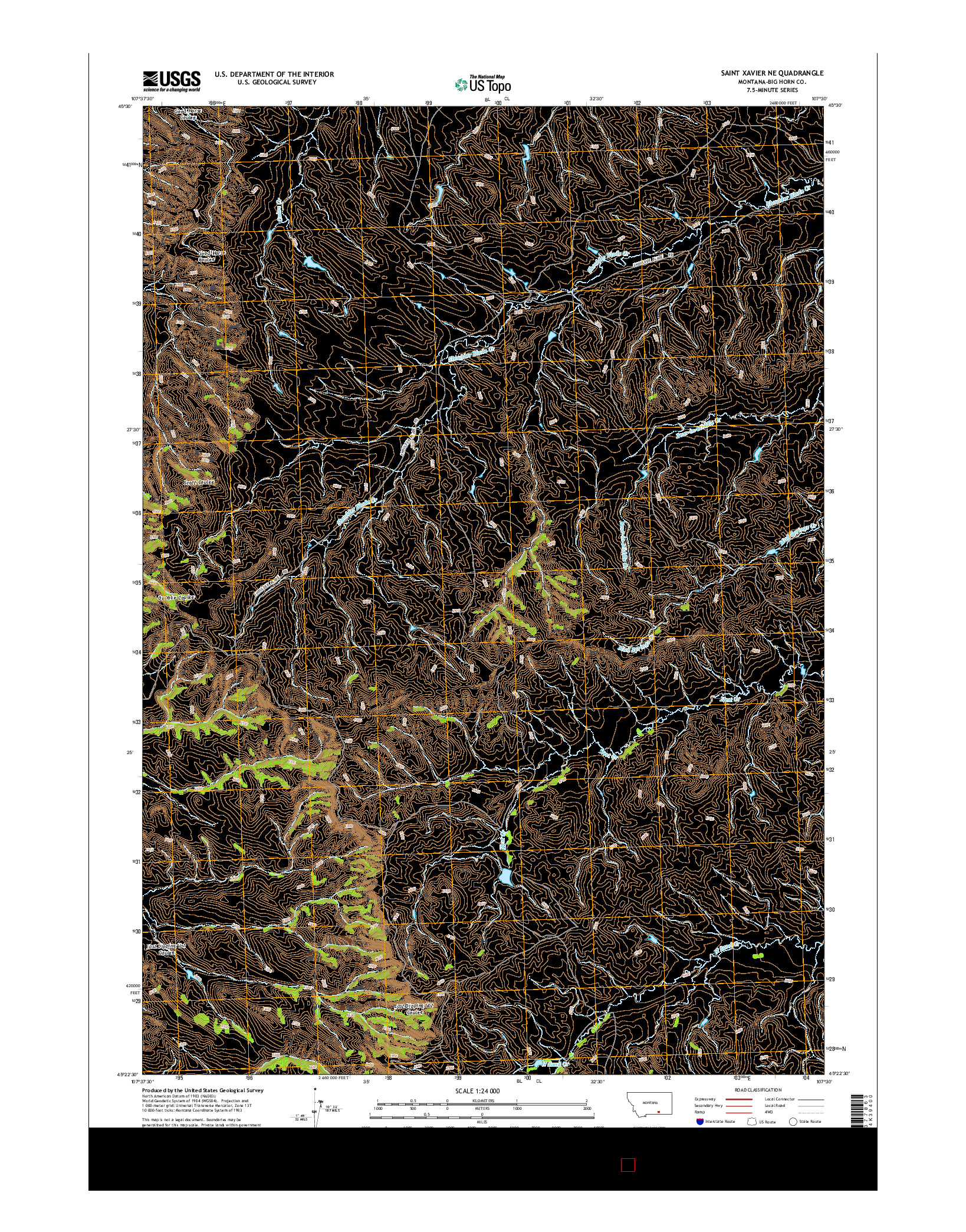 USGS US TOPO 7.5-MINUTE MAP FOR SAINT XAVIER NE, MT 2014