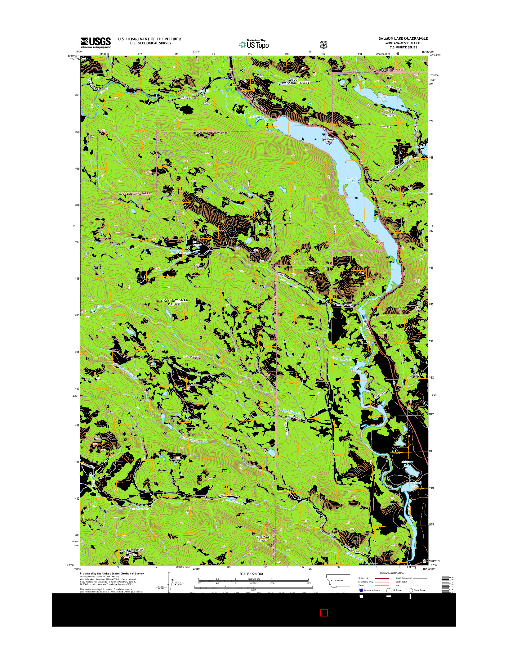 USGS US TOPO 7.5-MINUTE MAP FOR SALMON LAKE, MT 2014