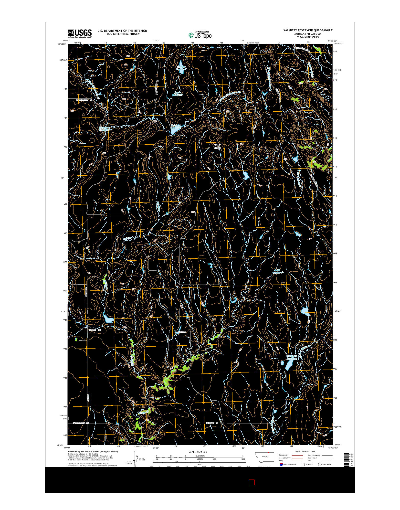 USGS US TOPO 7.5-MINUTE MAP FOR SALSBERY RESERVOIR, MT 2014