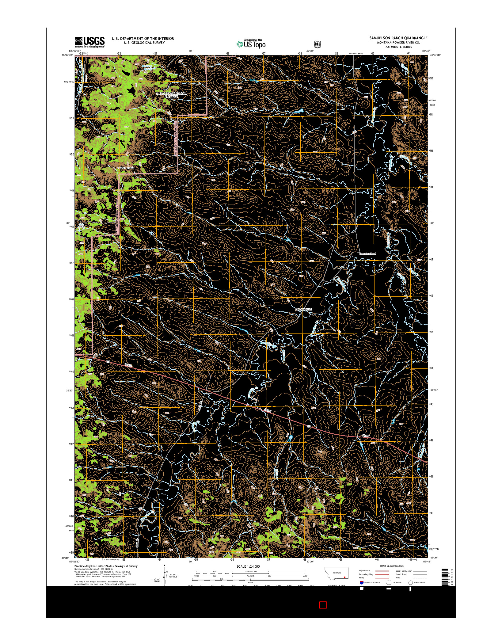 USGS US TOPO 7.5-MINUTE MAP FOR SAMUELSON RANCH, MT 2014