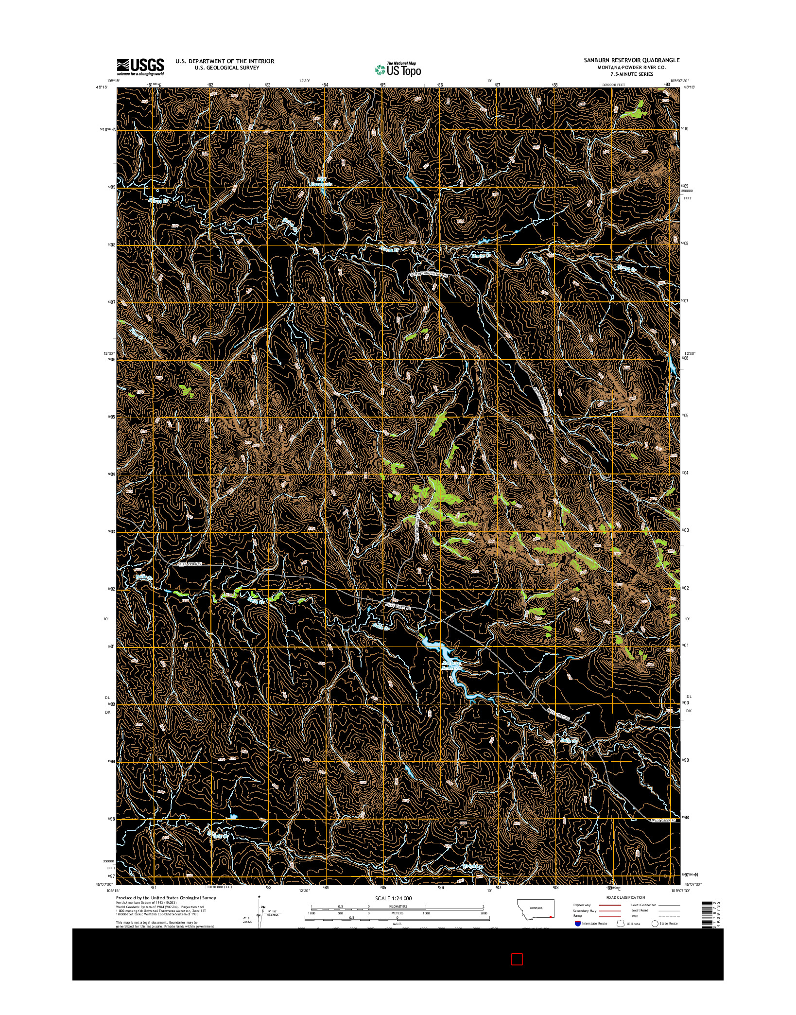 USGS US TOPO 7.5-MINUTE MAP FOR SANBURN RESERVOIR, MT 2014