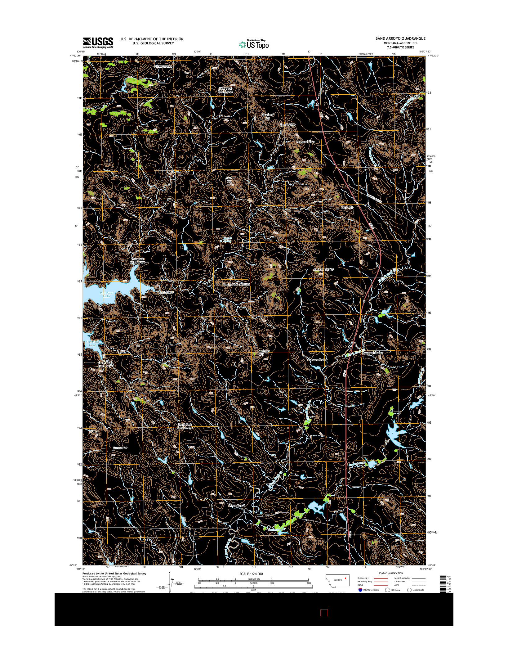 USGS US TOPO 7.5-MINUTE MAP FOR SAND ARROYO, MT 2014