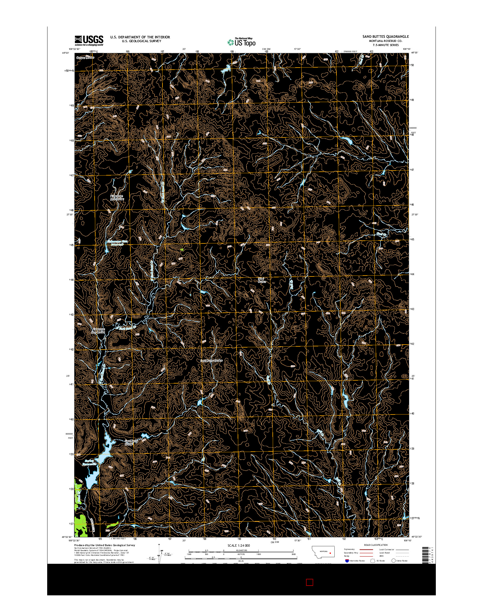 USGS US TOPO 7.5-MINUTE MAP FOR SAND BUTTES, MT 2014