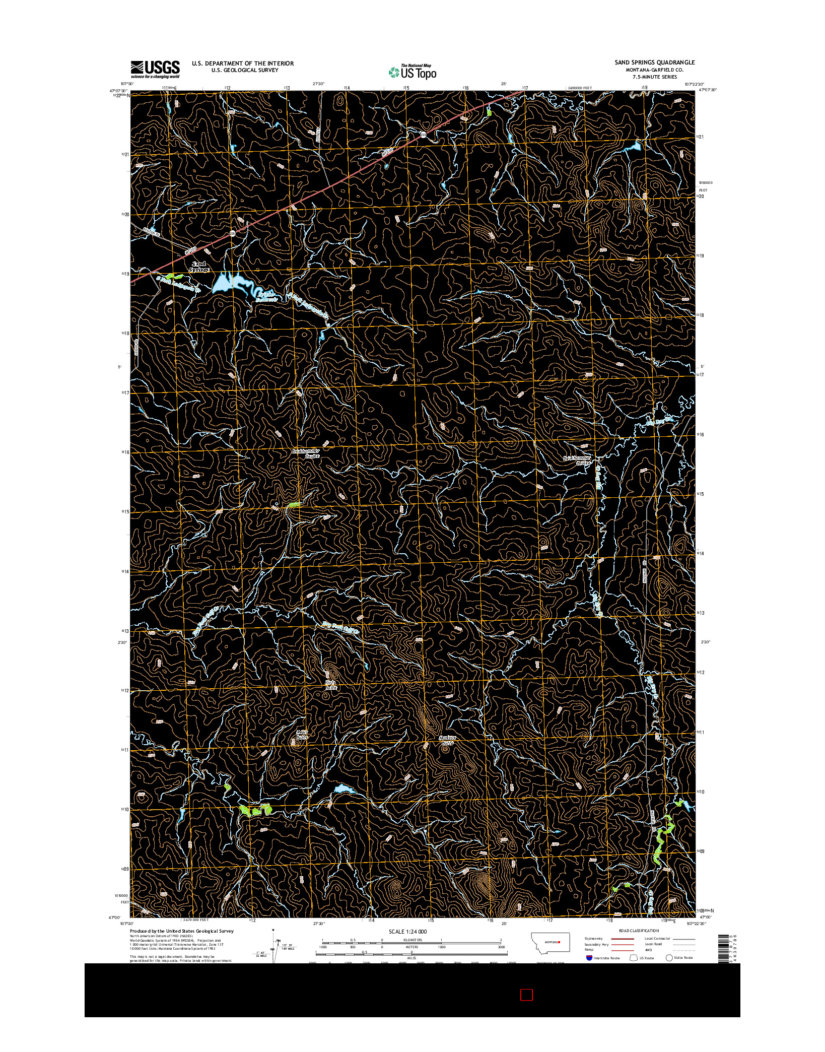 USGS US TOPO 7.5-MINUTE MAP FOR SAND SPRINGS, MT 2014