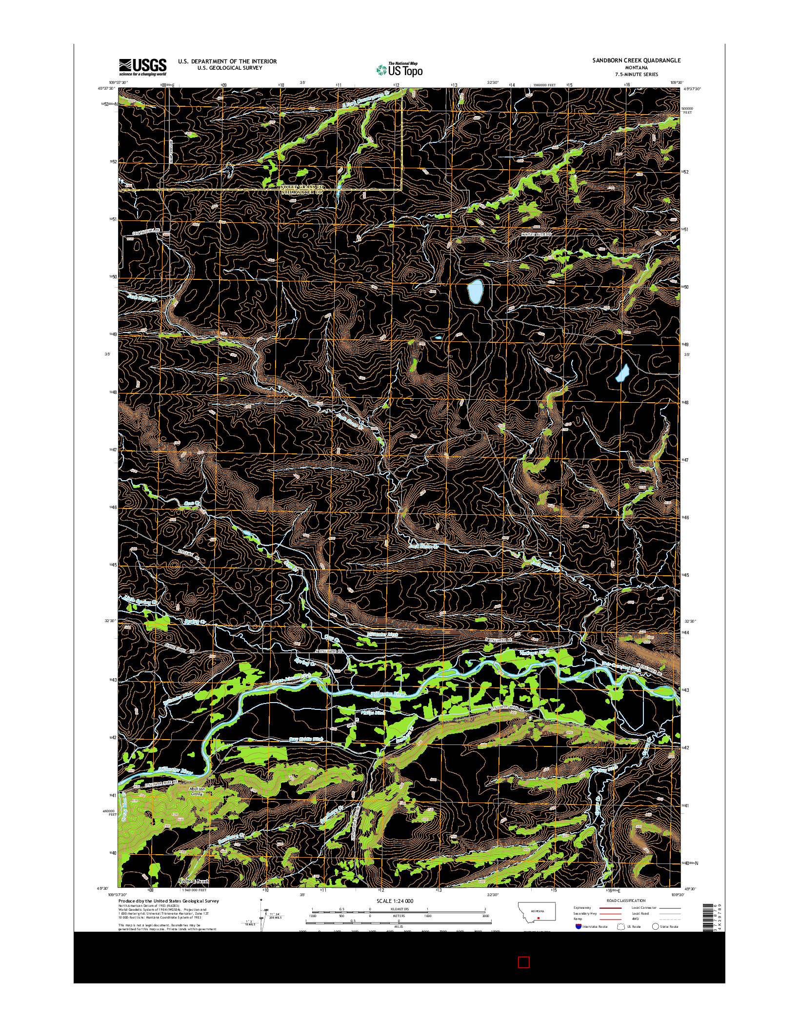 USGS US TOPO 7.5-MINUTE MAP FOR SANDBORN CREEK, MT 2014