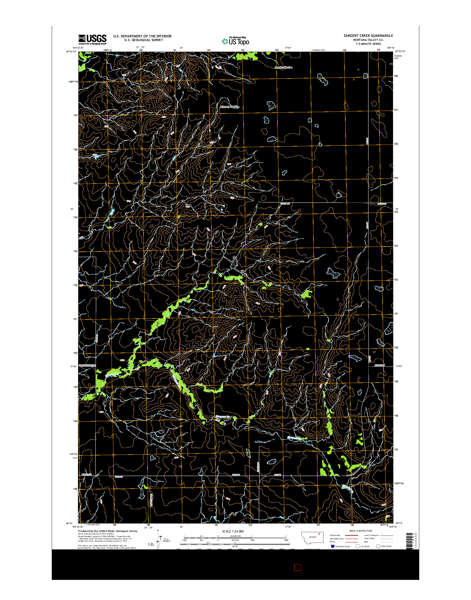 USGS US TOPO 7.5-MINUTE MAP FOR SARGENT CREEK, MT 2014