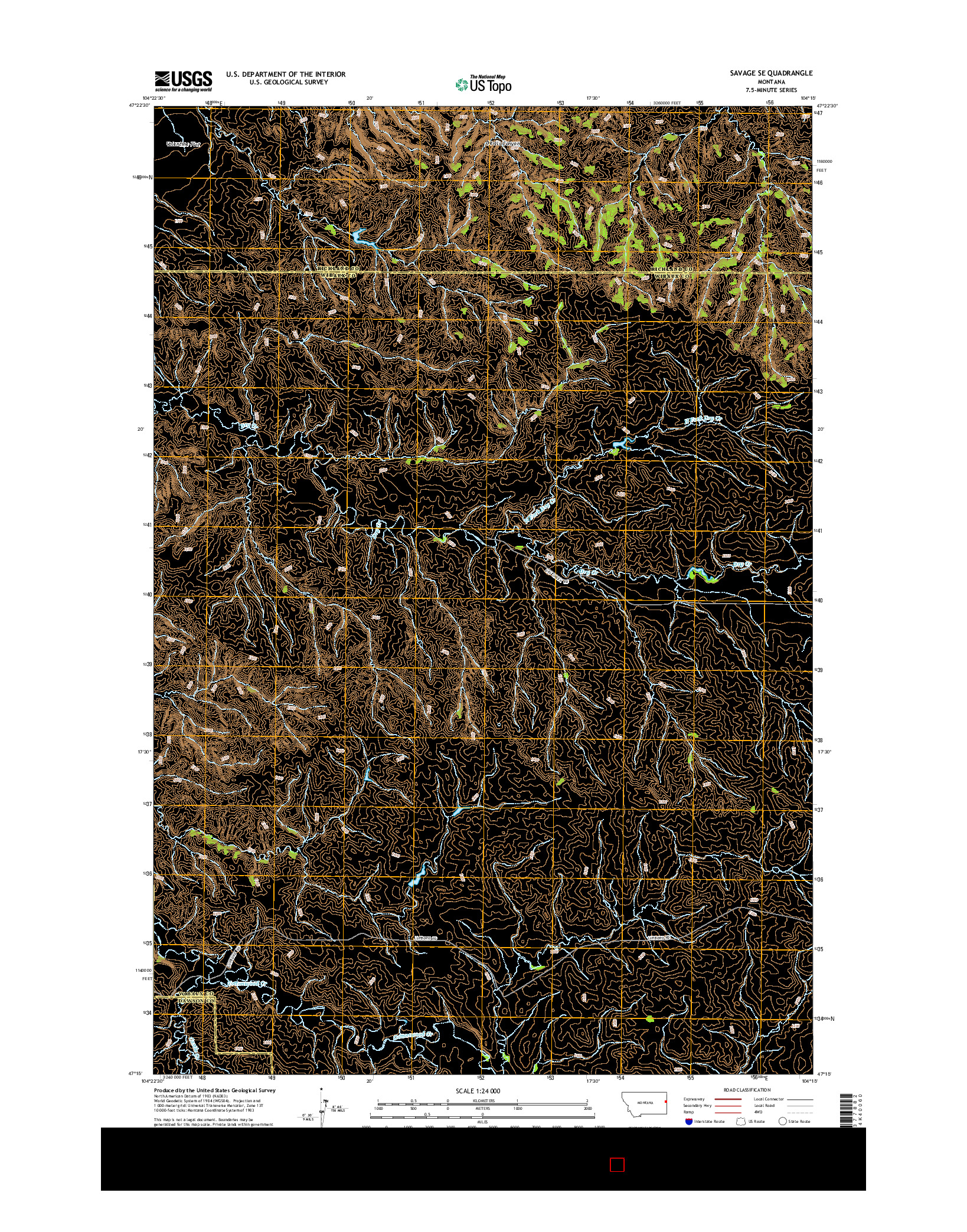 USGS US TOPO 7.5-MINUTE MAP FOR SAVAGE SE, MT 2014