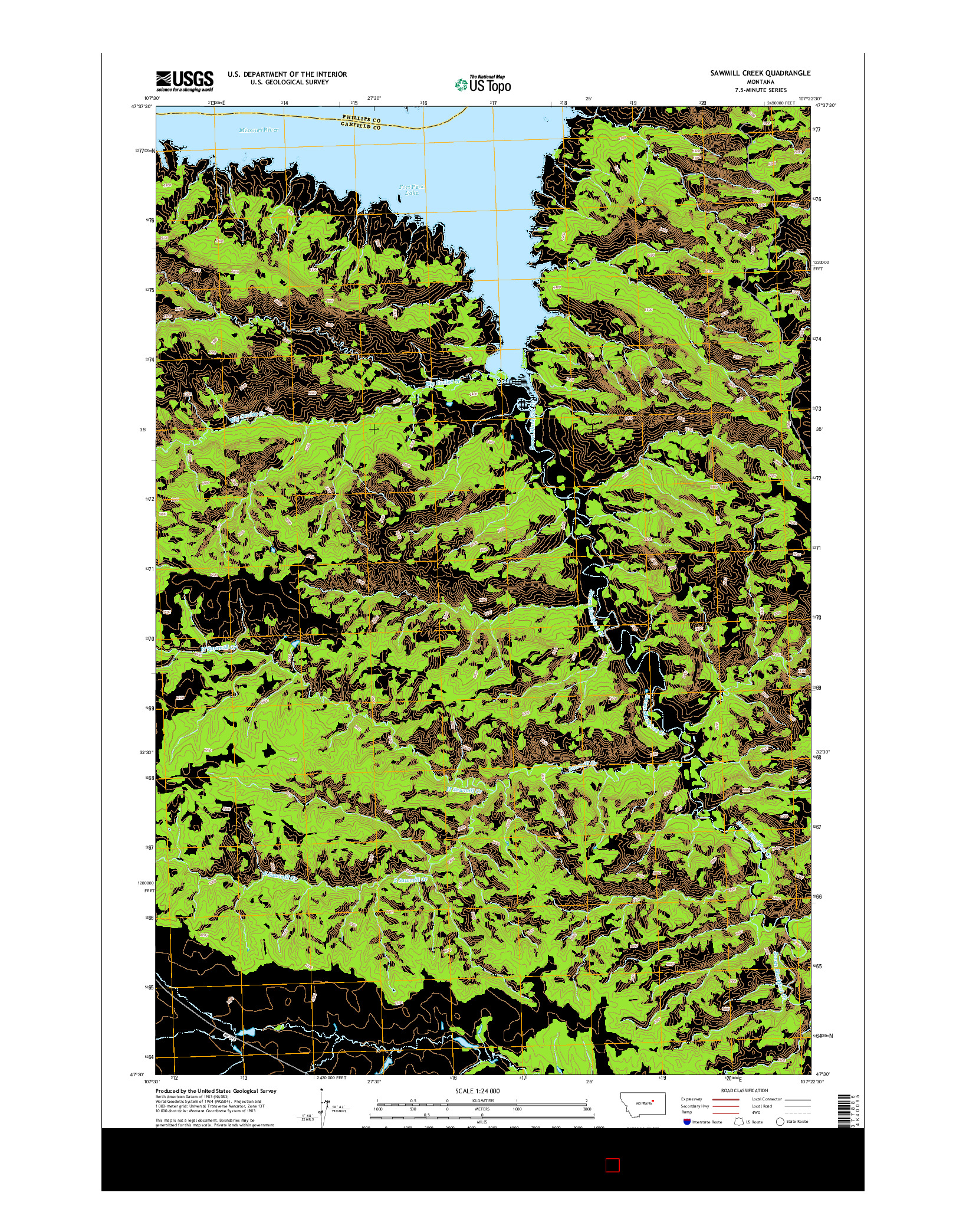 USGS US TOPO 7.5-MINUTE MAP FOR SAWMILL CREEK, MT 2014