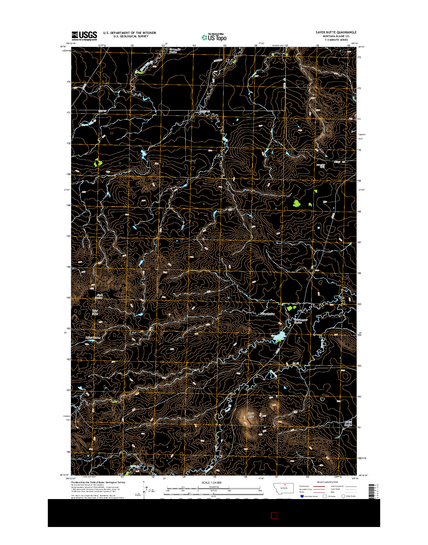 USGS US TOPO 7.5-MINUTE MAP FOR SAYER BUTTE, MT 2014